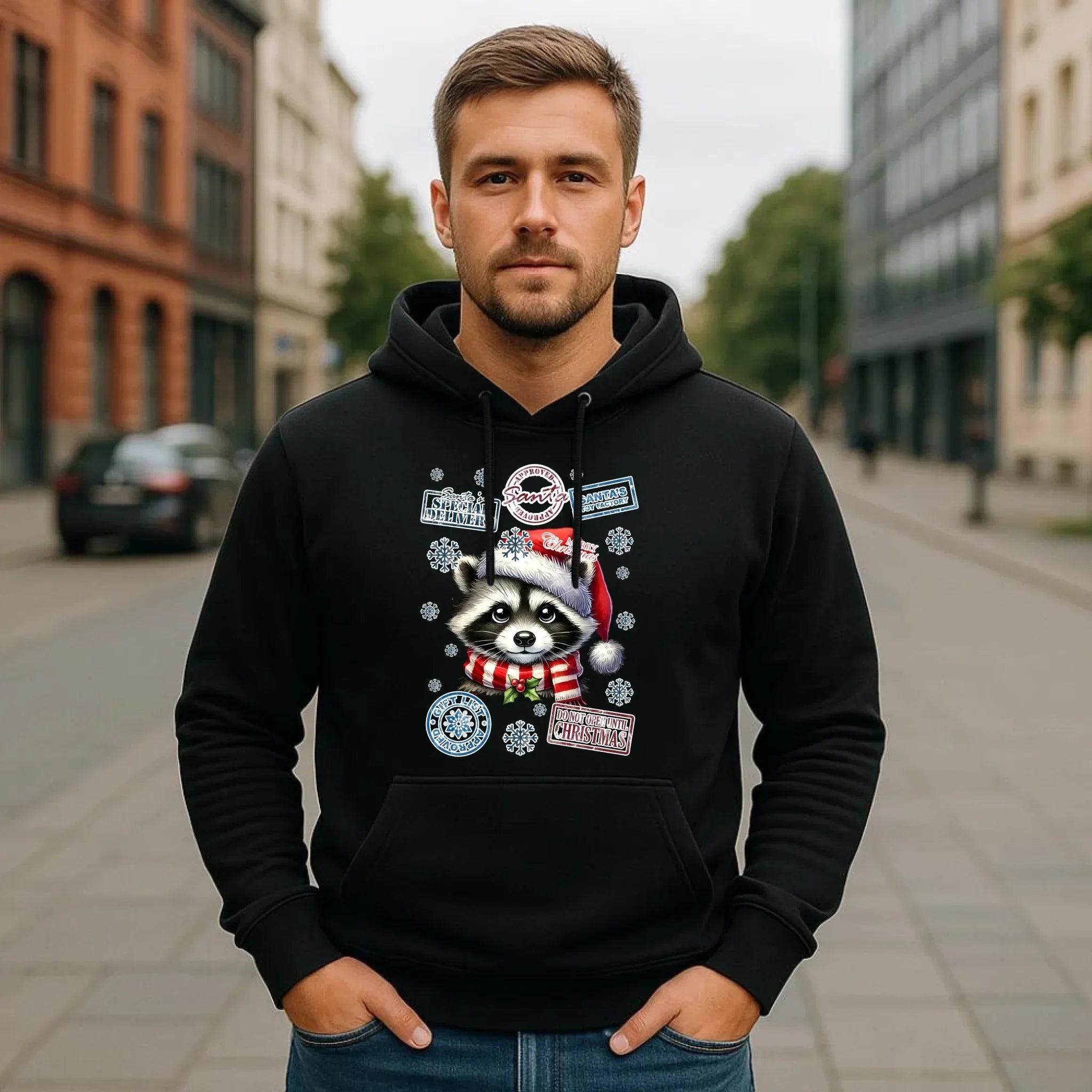 Bluza męska z kapturem świąteczna - Szop - Przesyłka od Mikołaja BN104 - StoryCups.pl