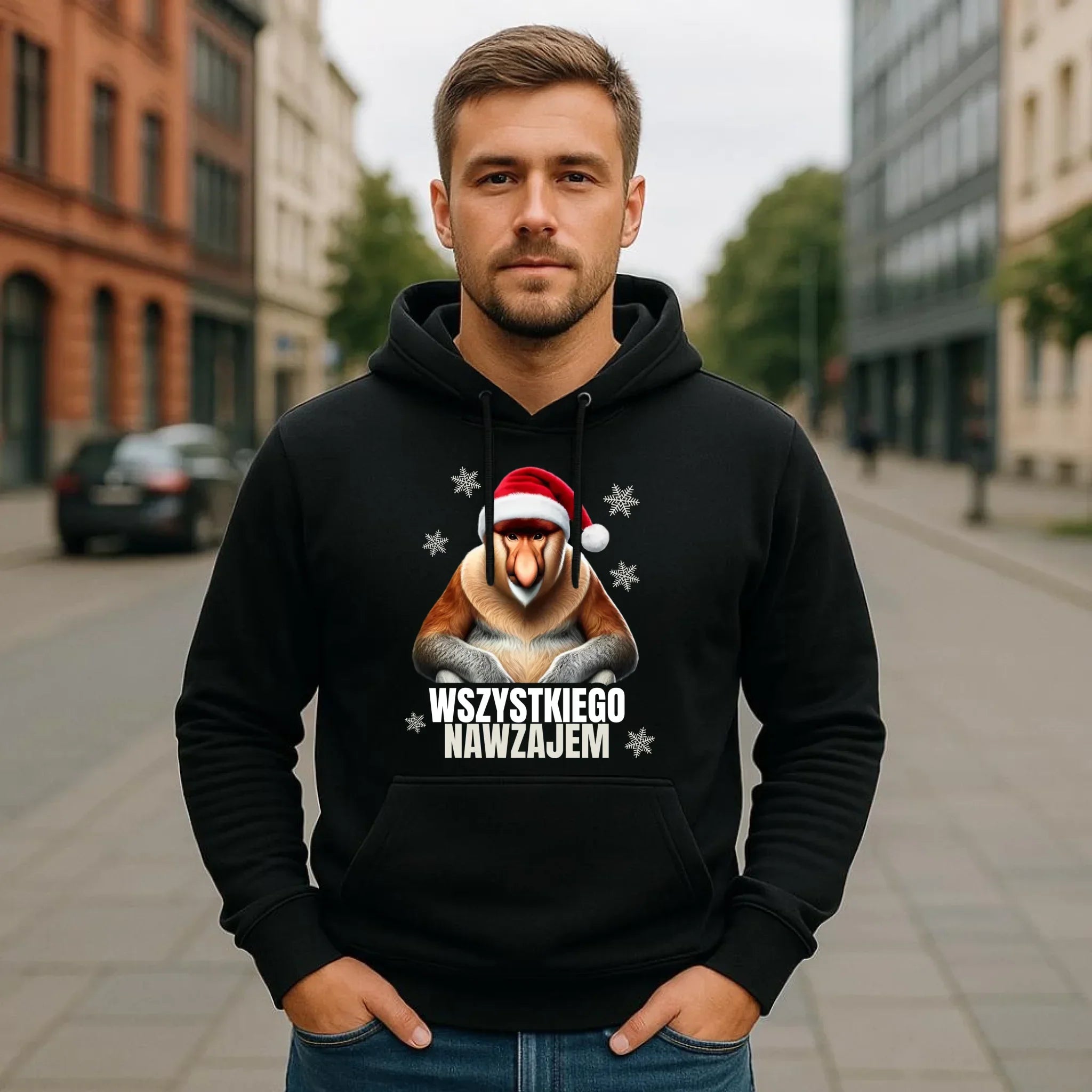 Bluza męska z kapturem świąteczna - Janusz Nosacz - Nawzajem BN110 - StoryCups.pl