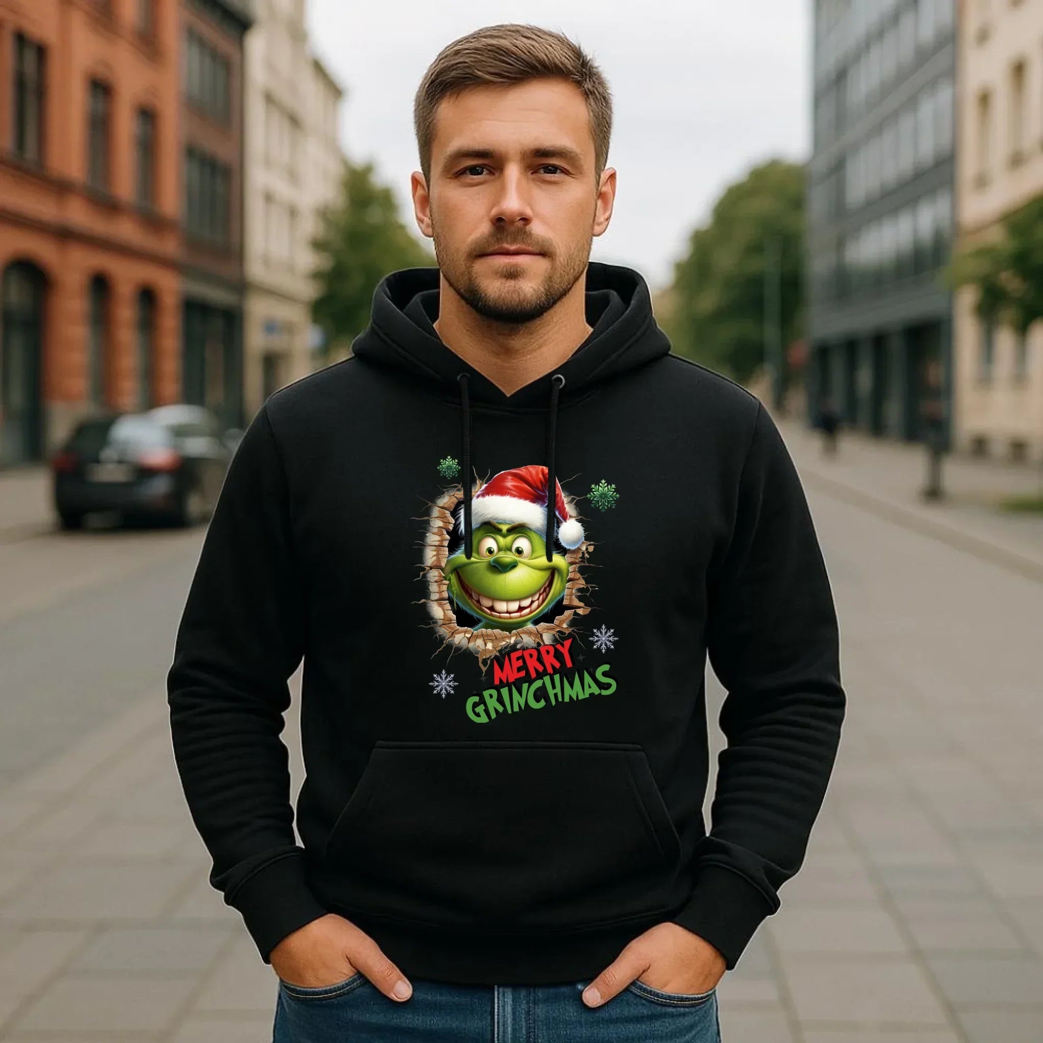 Bluza męska z kapturem świąteczna - Grinch - Merry Grinchmas BN113 - StoryCups.pl