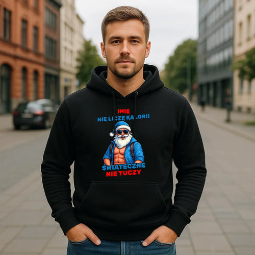 Bluza męska z kapturem świąteczna - Świąteczne nie tuczy - personalizowana BN118 - StoryCups.pl