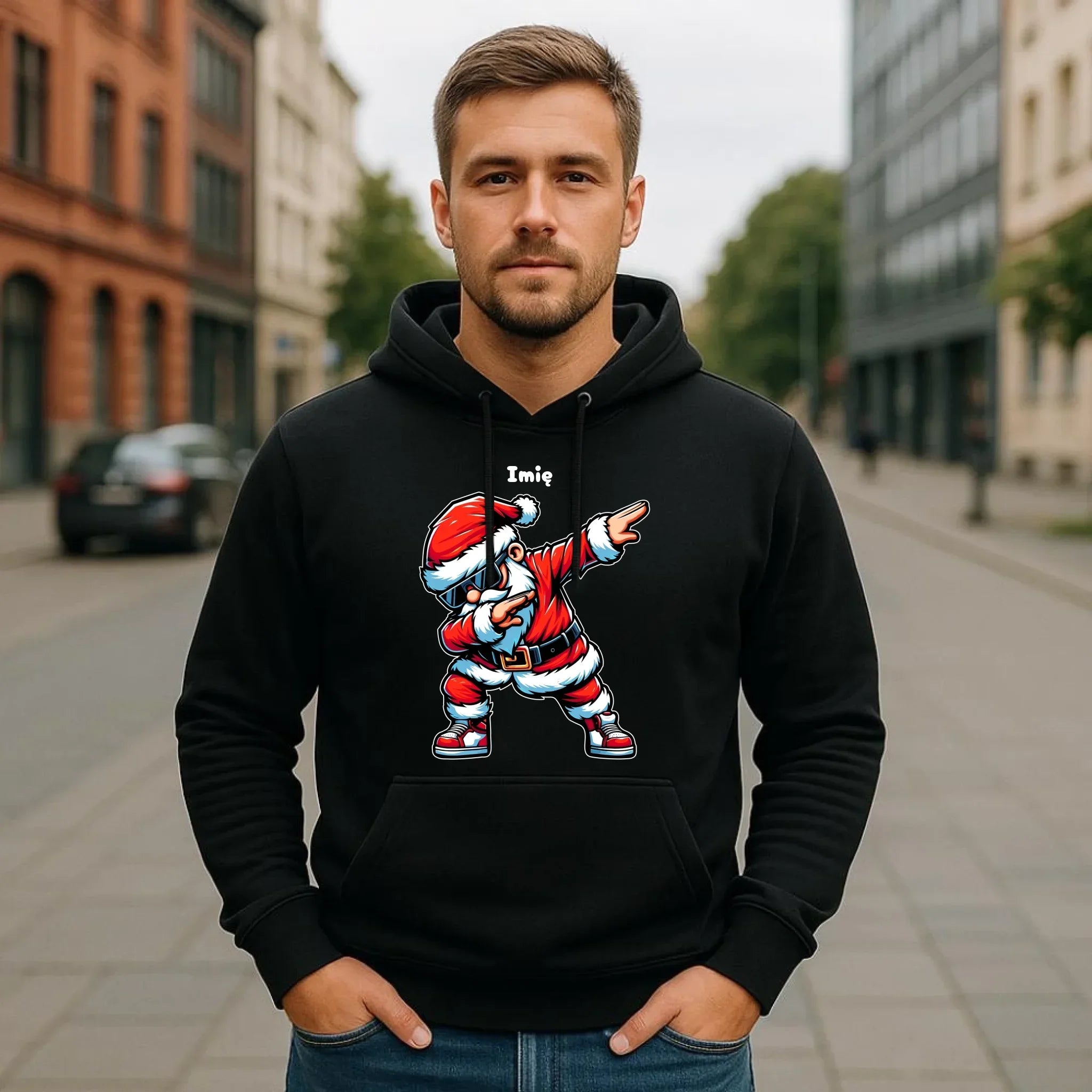 Bluza męska z kapturem świąteczna - Mikołaj - na Mikołajki - personalizowana BN136 - StoryCups.pl