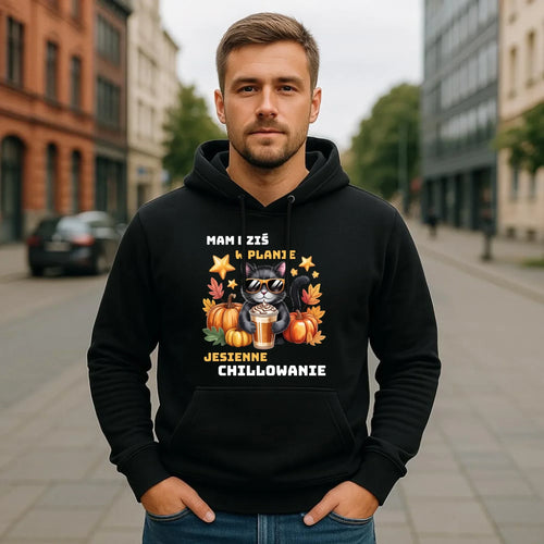 Bluza męska z kapturem jesienna - Mam dziś w planie jesienne chillowanie JS34 - StoryCups.pl