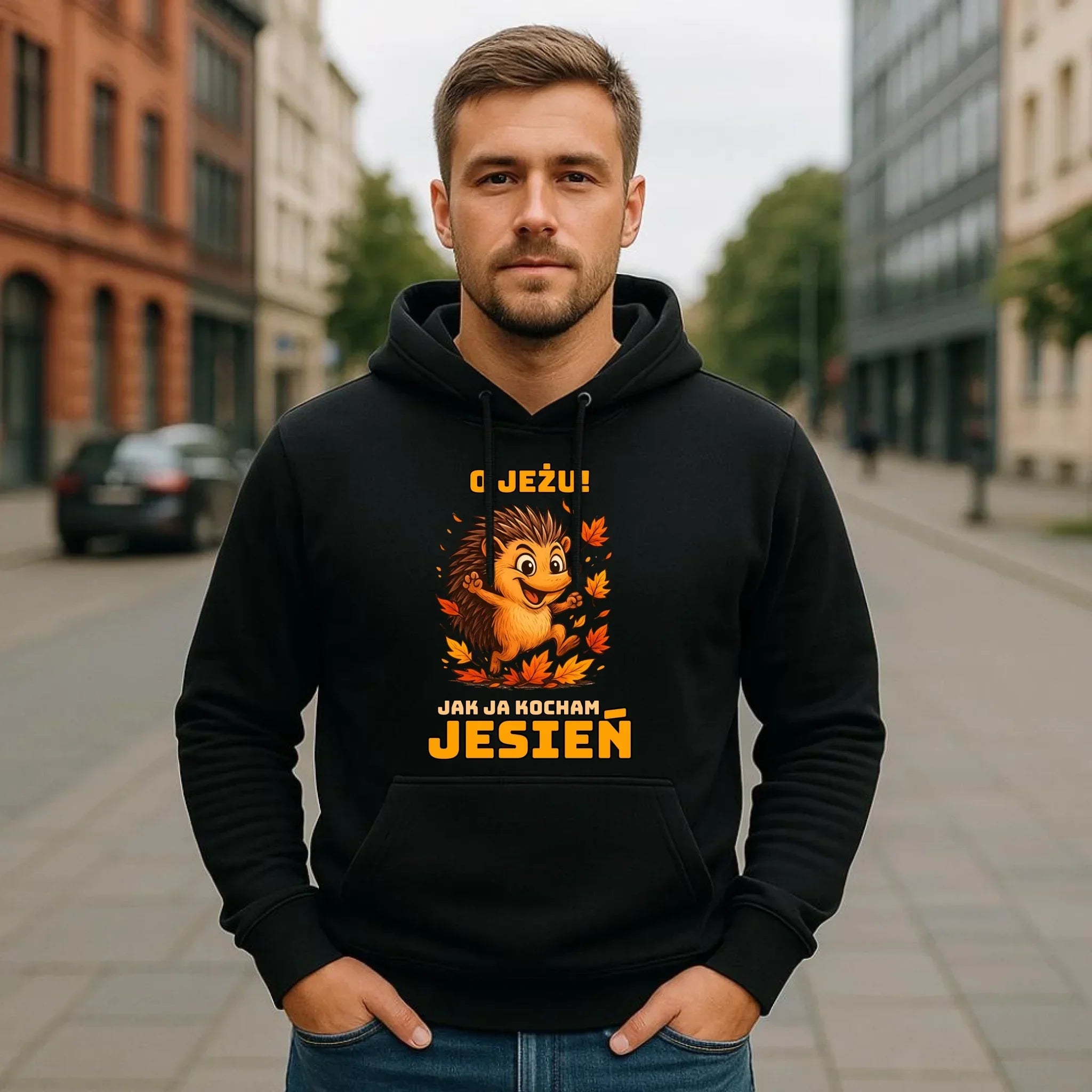 Bluza męska z kapturem jesienna - O JEŻU! Jak ja kocham jesień JS31 - StoryCups.pl
