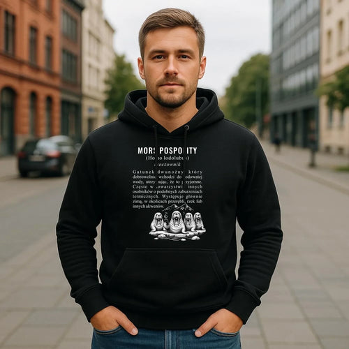 Bluza męska z kapturem - prezent dla morsa - Mors pospolity [Homo lodolubus] HM12 - StoryCups.pl