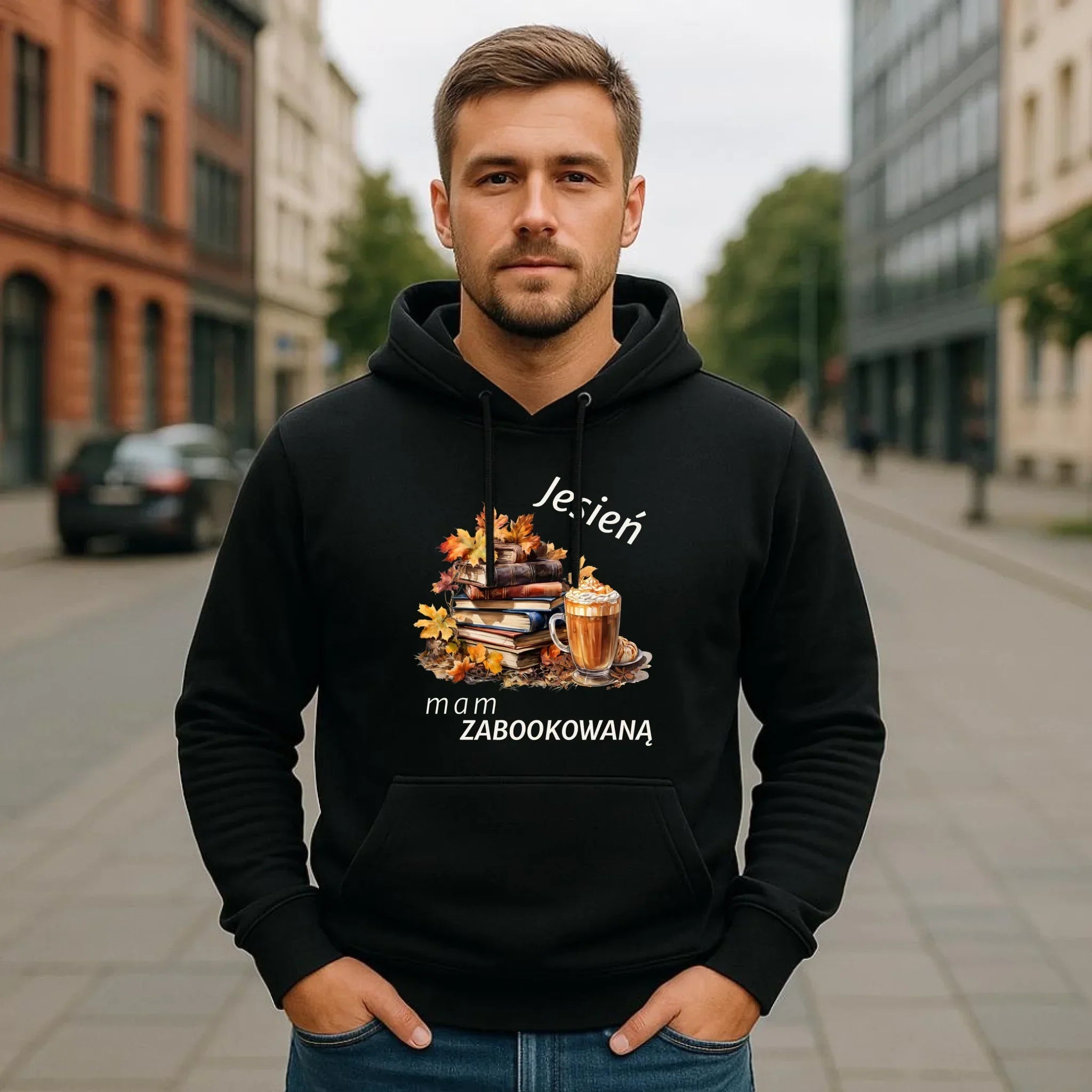Bluza męska z kapturem jesienna - Jesień mam zabookowaną JS28 - StoryCups.pl