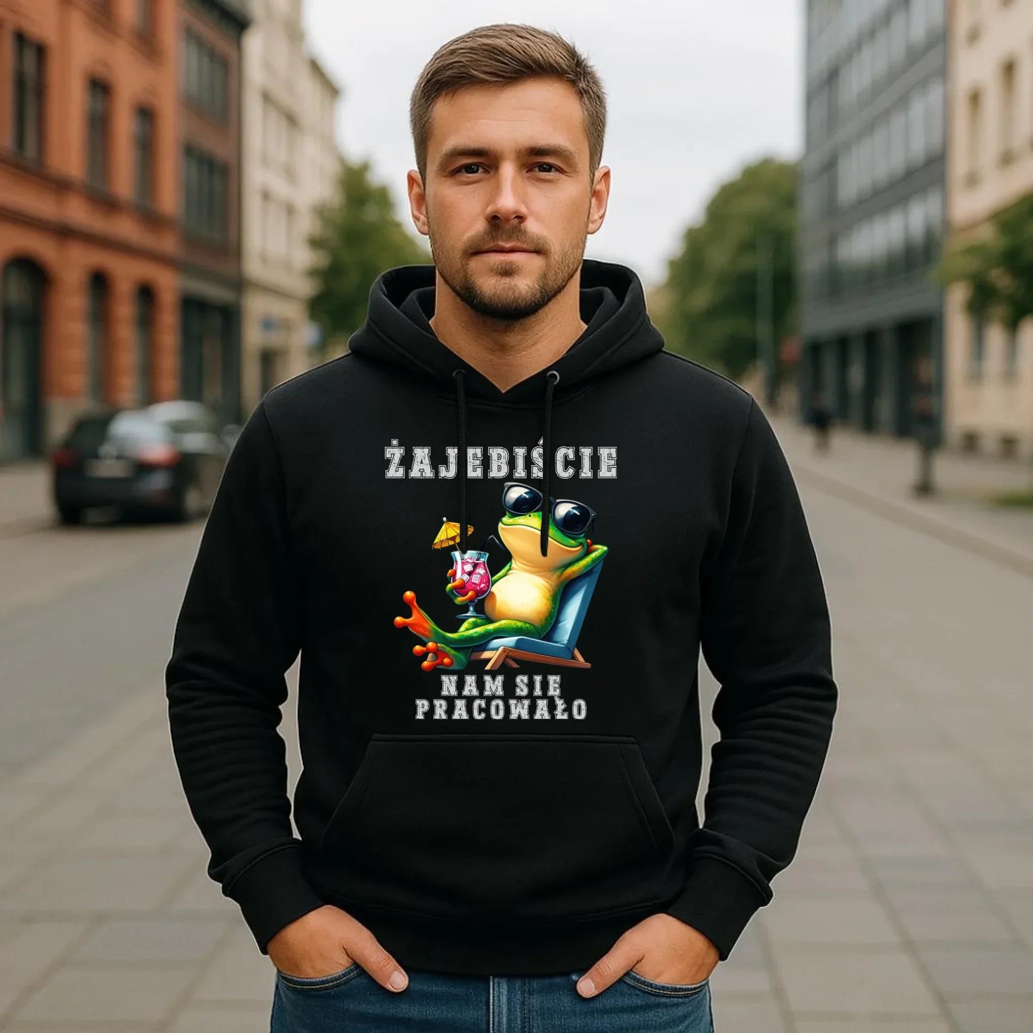 Bluza męska z kapturem na odejście z pracy - Żajebiście nam się pracowało OP09 - StoryCups.pl