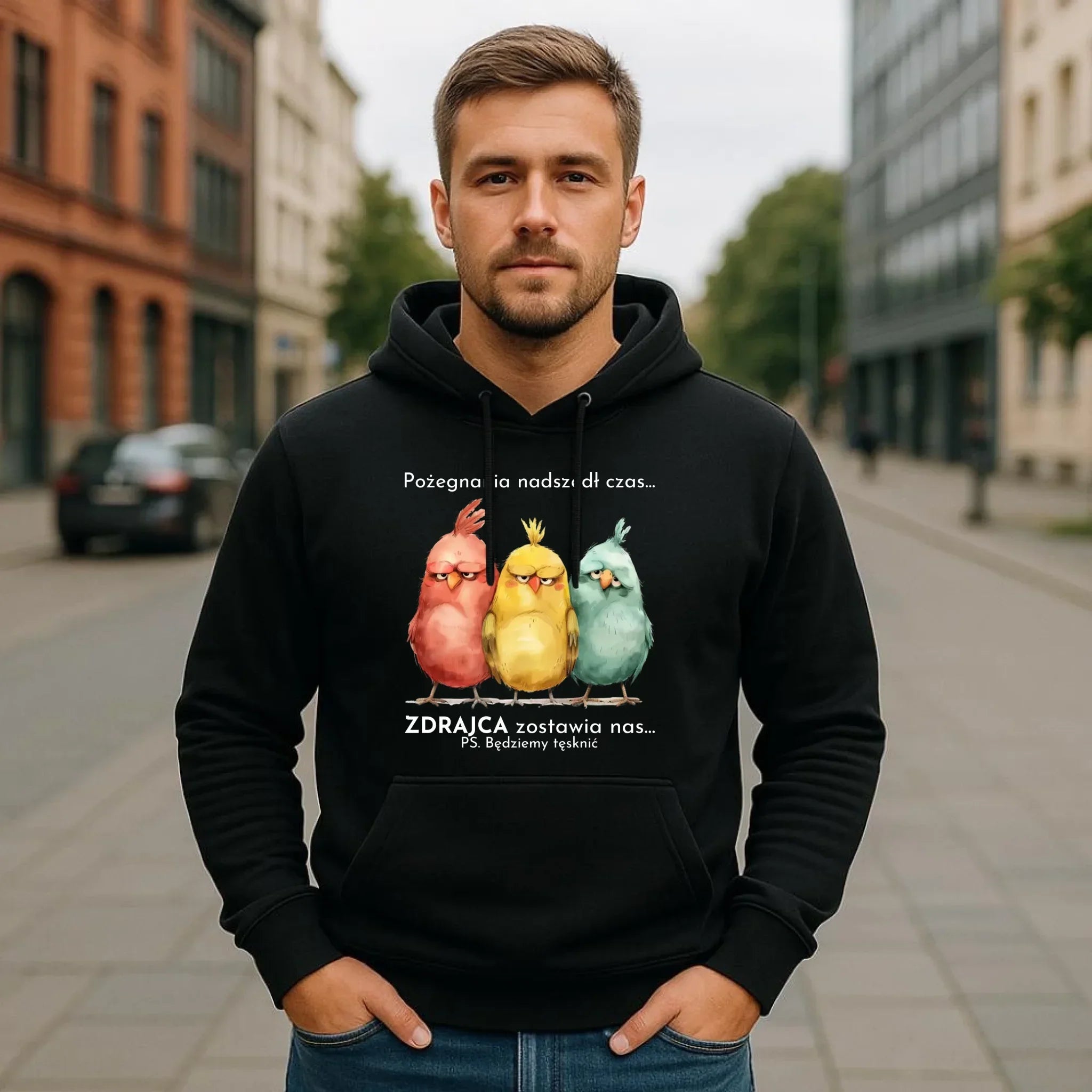 Bluza męska z kapturem na odejście z pracy - Pożegnania nadszedł czas OP05 - StoryCups.pl