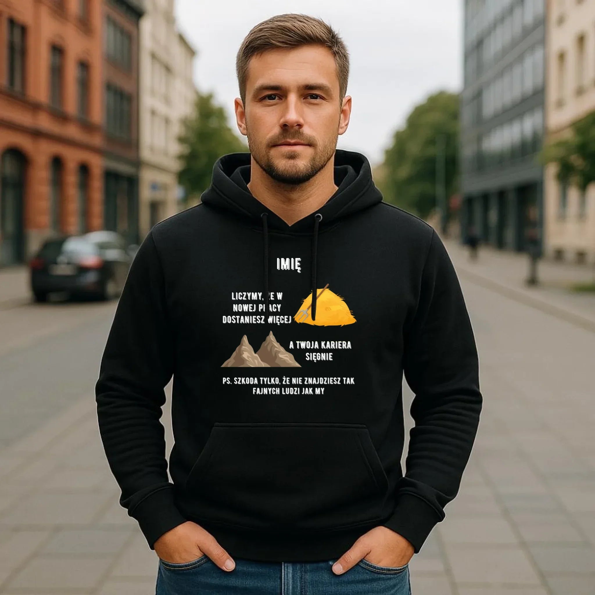 Bluza męska z kapturem na odejście z pracy - Nie znajdziesz tak fajnych ludzi jak my - personalizowana OP04 - StoryCups.pl