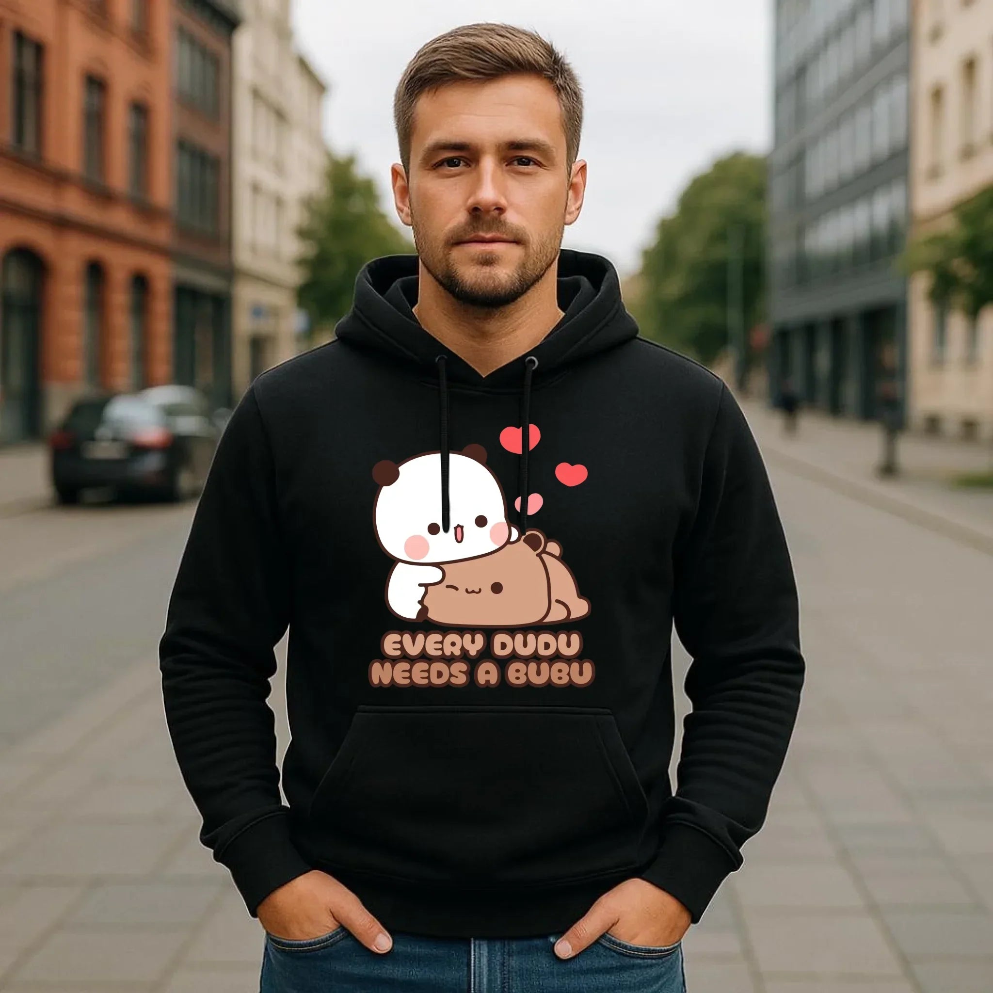 Bluza męska z kapturem dla par - Every Dudu needs a Bubu W32 - StoryCups.pl