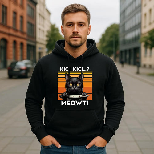 Bluza męska z kapturem - Kot z nożem - Kici, kici... MEOWT! HL17 - StoryCups.pl