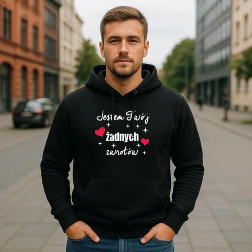 Bluza męska z kapturem dla par - Jestem Twój żadnych zwrotów W29 - StoryCups.pl