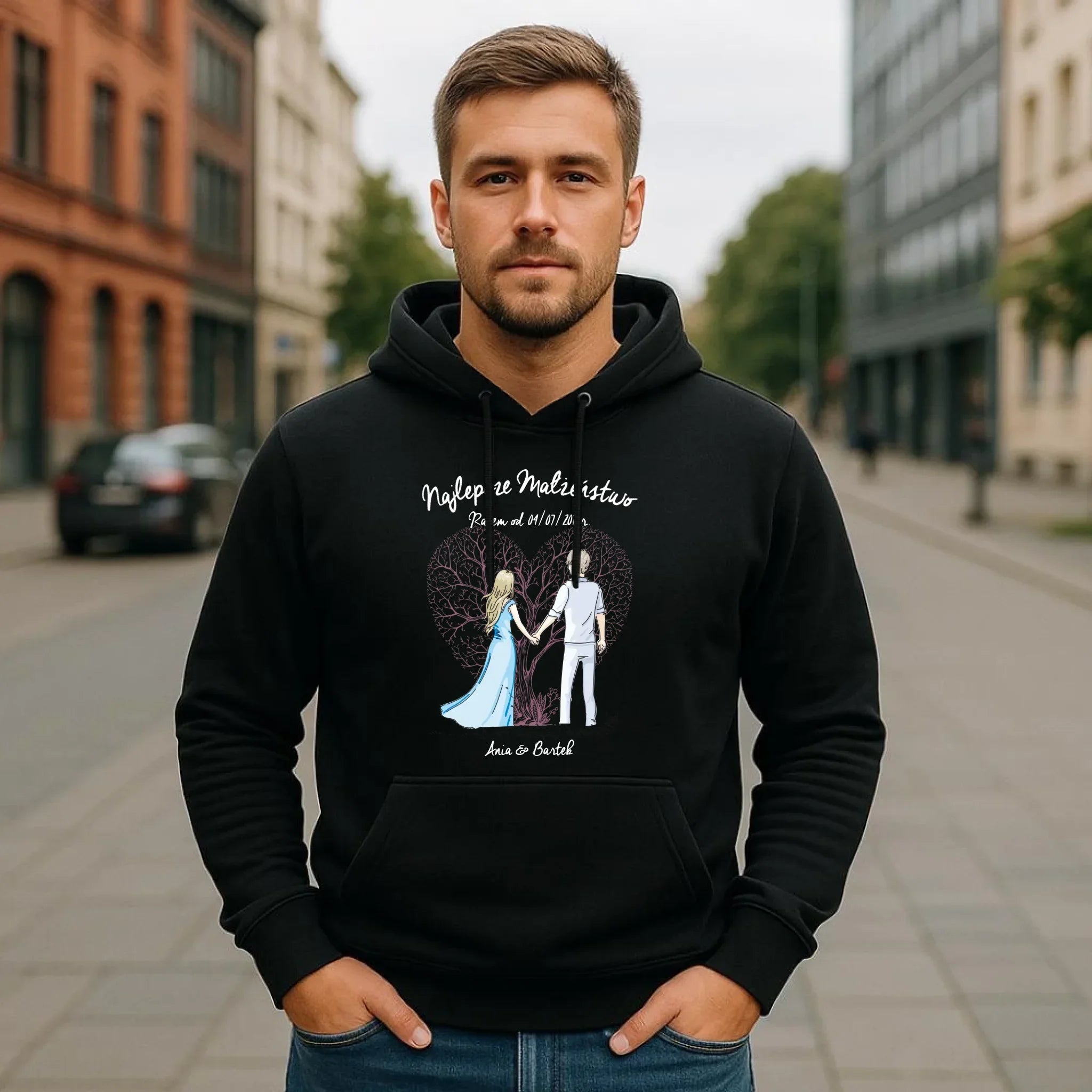 Bluza męska z kapturem dla męża - Najlepsze małżeństwo - personalizowana W03 - StoryCups.pl