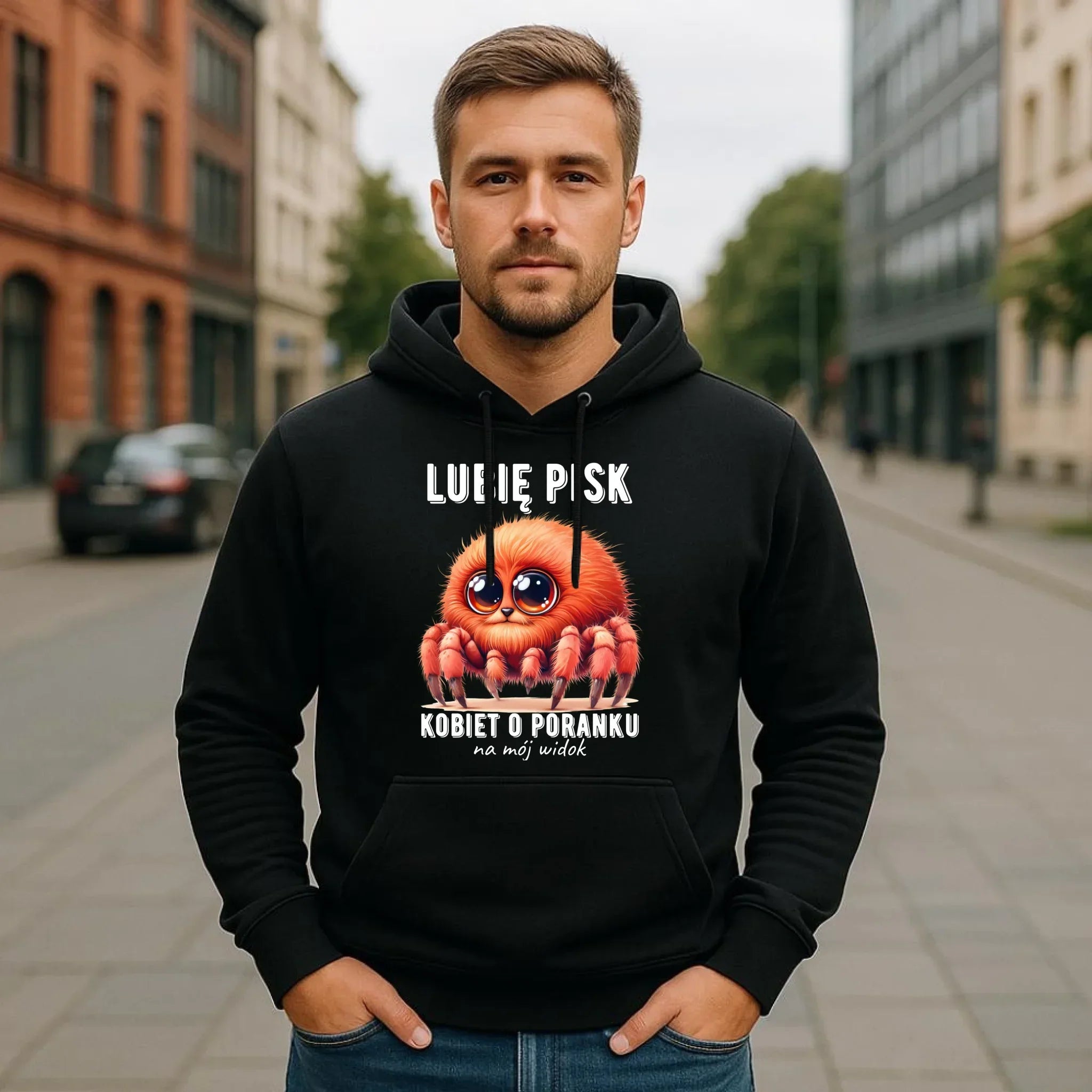 Bluza męska z kapturem - prezent dla chłopaka - Lubię pisk kobiet DCH14 - StoryCups.pl