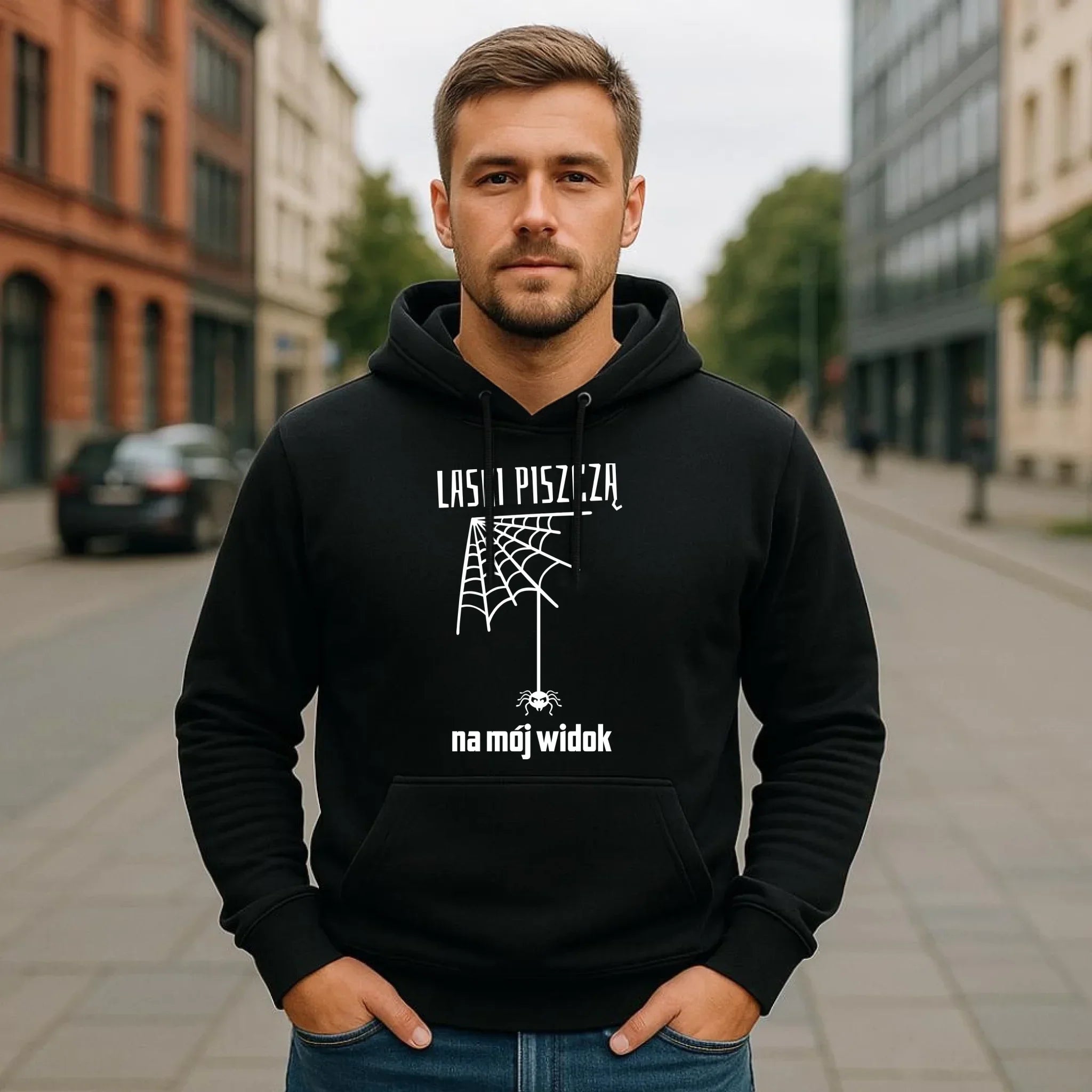 Bluza męska z kapturem - prezent dla chłopaka - Laski piszczą na mój widok DCH13 - StoryCups.pl