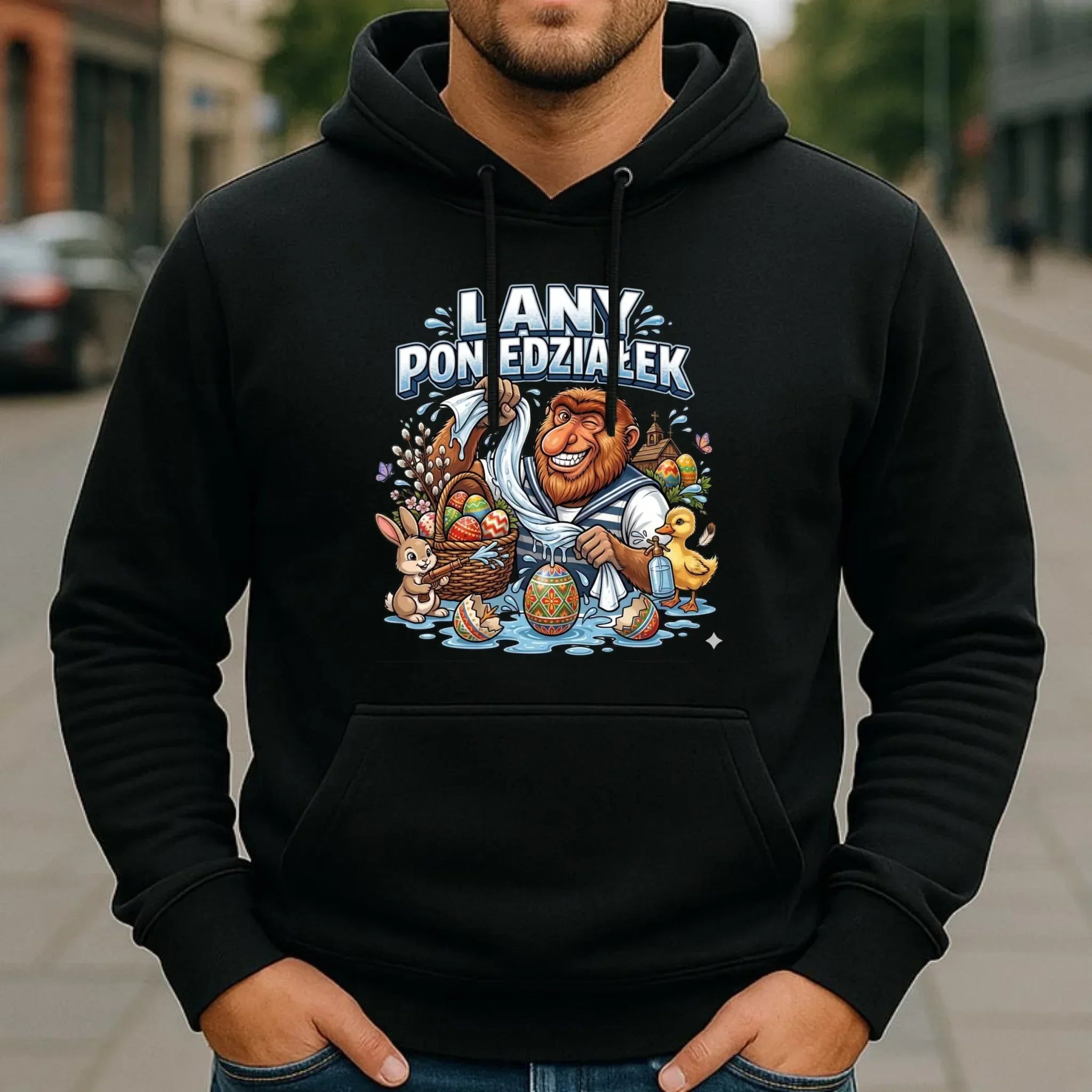 Bluza męska z kapturem wielkanocna - Lany poniedziałek Janusz Nosacz WN38 - StoryCups.pl
