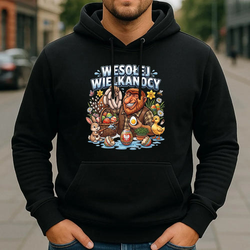 Bluza męska z kapturem wielkanocna - Janusz Nosacz - Wesołej Wielkanocy WN21 - StoryCups.pl
