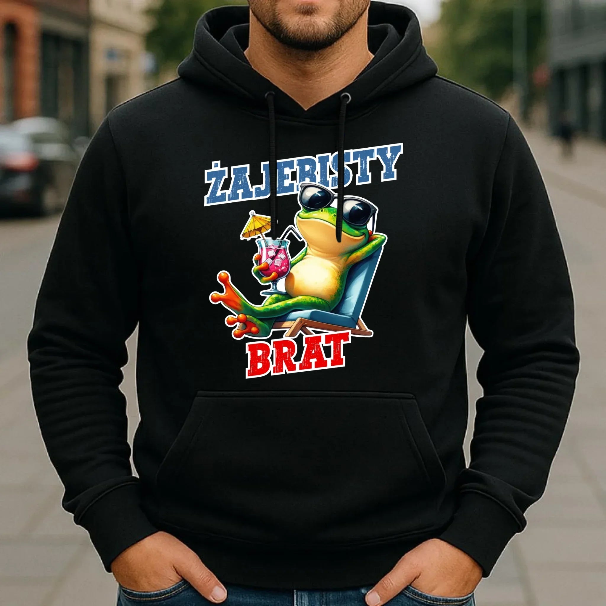 Bluza męska z kapturem dla brata - Żajebisty Brat DB01 - StoryCups.pl