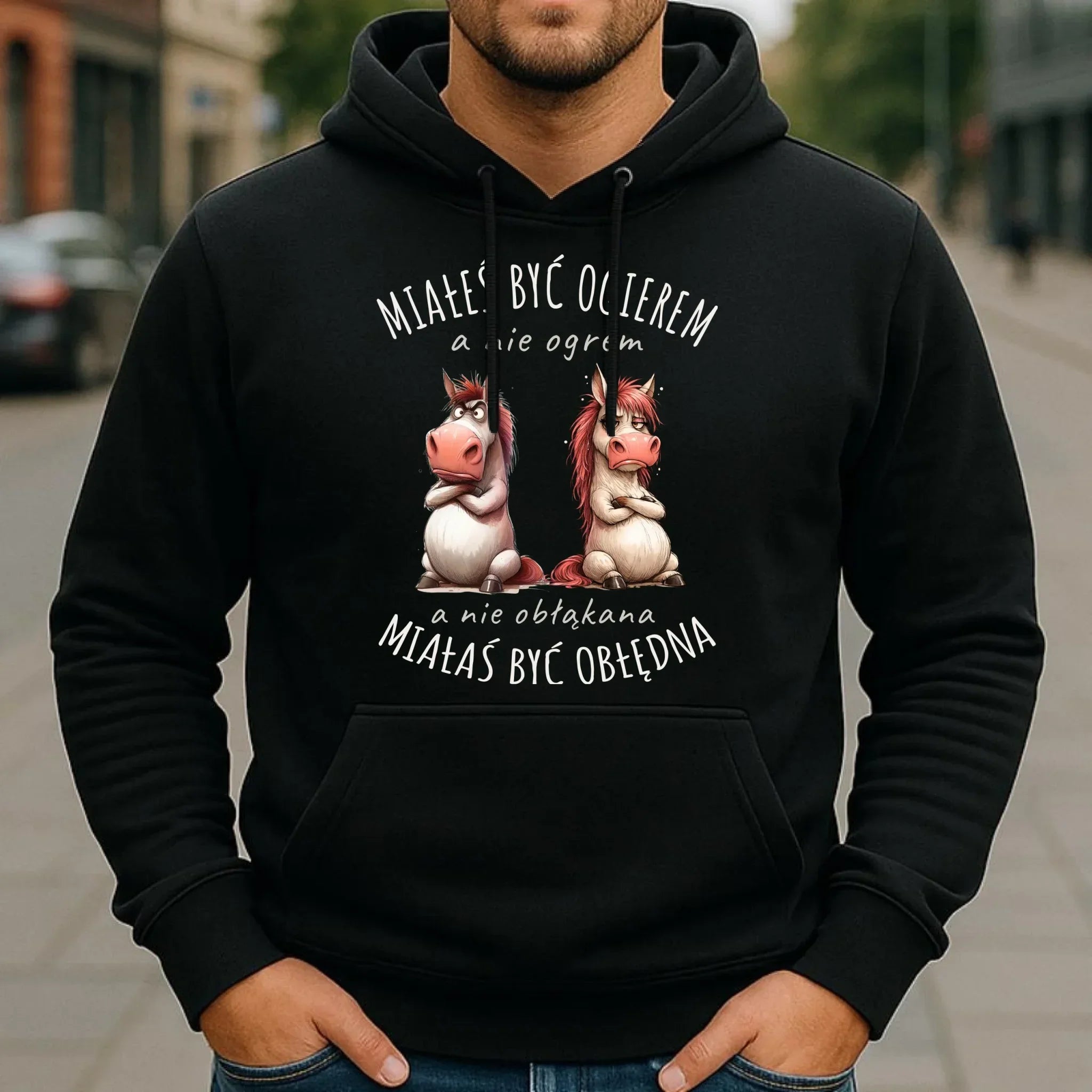 Bluza męska z kapturem - Ogier & Obłędna - śmieszna W85 - StoryCups.pl