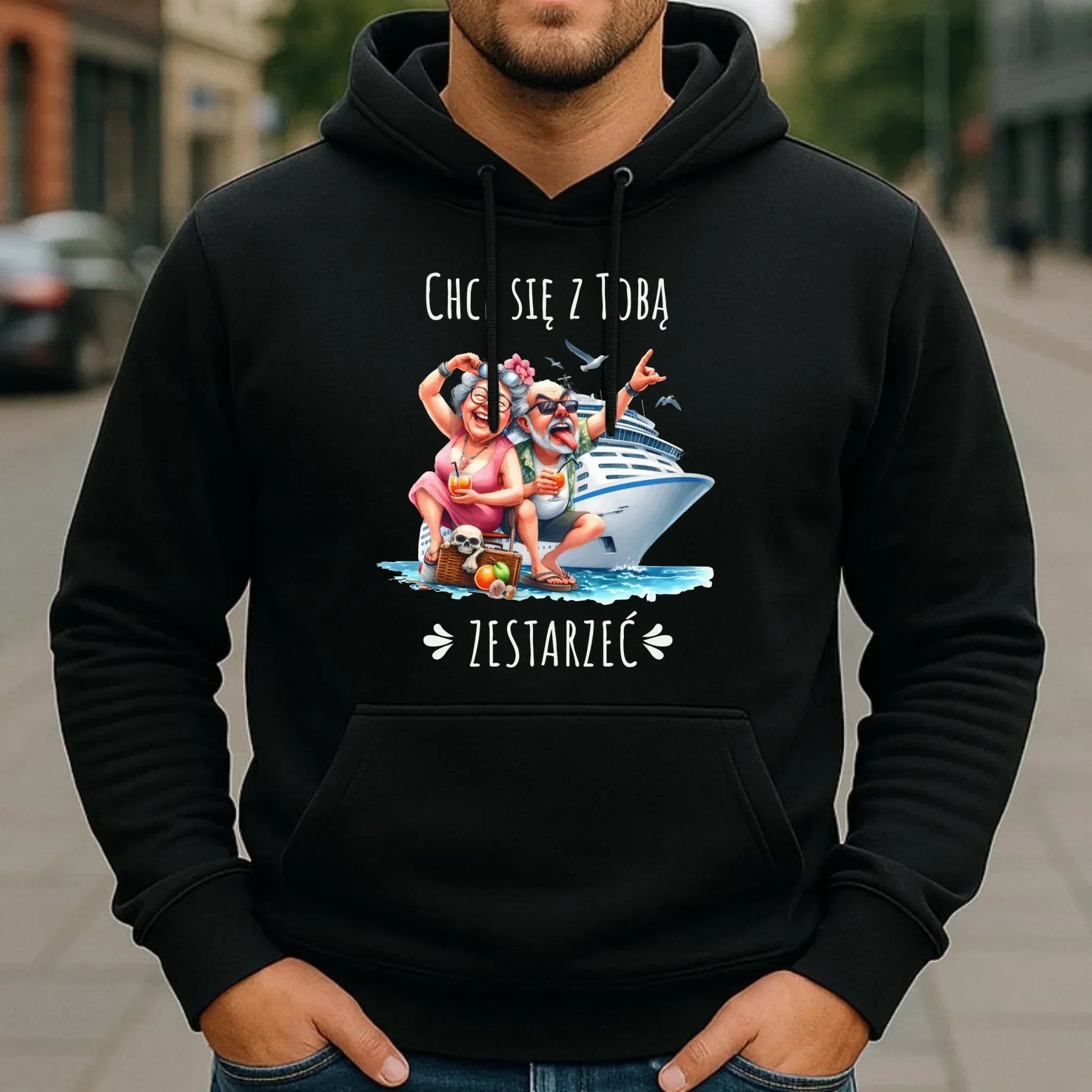 Bluza męska z kapturem - Chcę się z Tobą zestarzeć W80 - StoryCups.pl