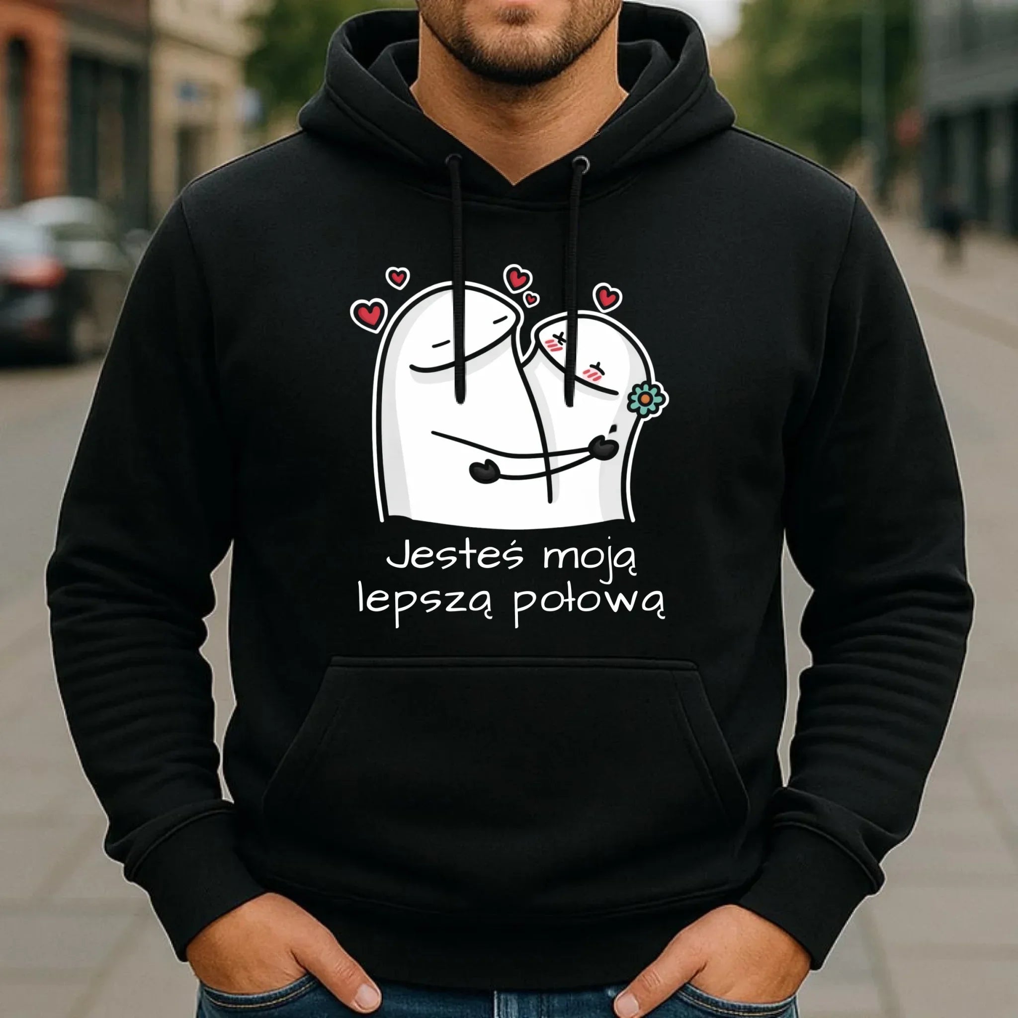 Bluza męska z kapturem - Jesteś moją lepszą połową W87 - StoryCups.pl