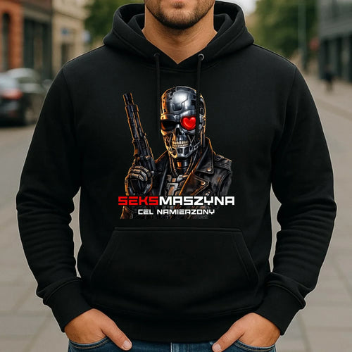 Bluza męska z kapturem dla faceta - Cyborg z sercem Seks maszyna DCH32 - StoryCups.pl