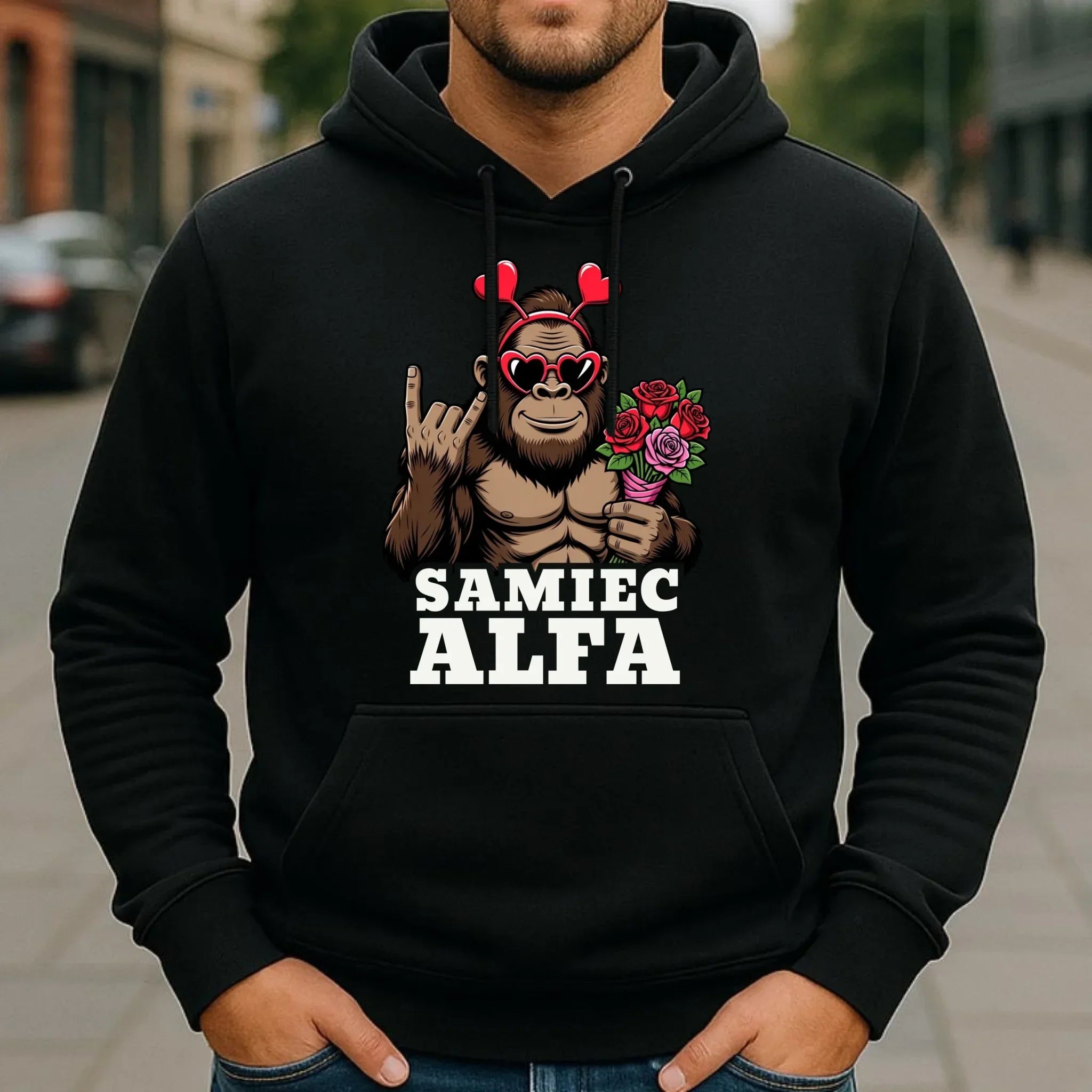 Bluza męska z kapturem - Samiec Alfa W74 - StoryCups.pl