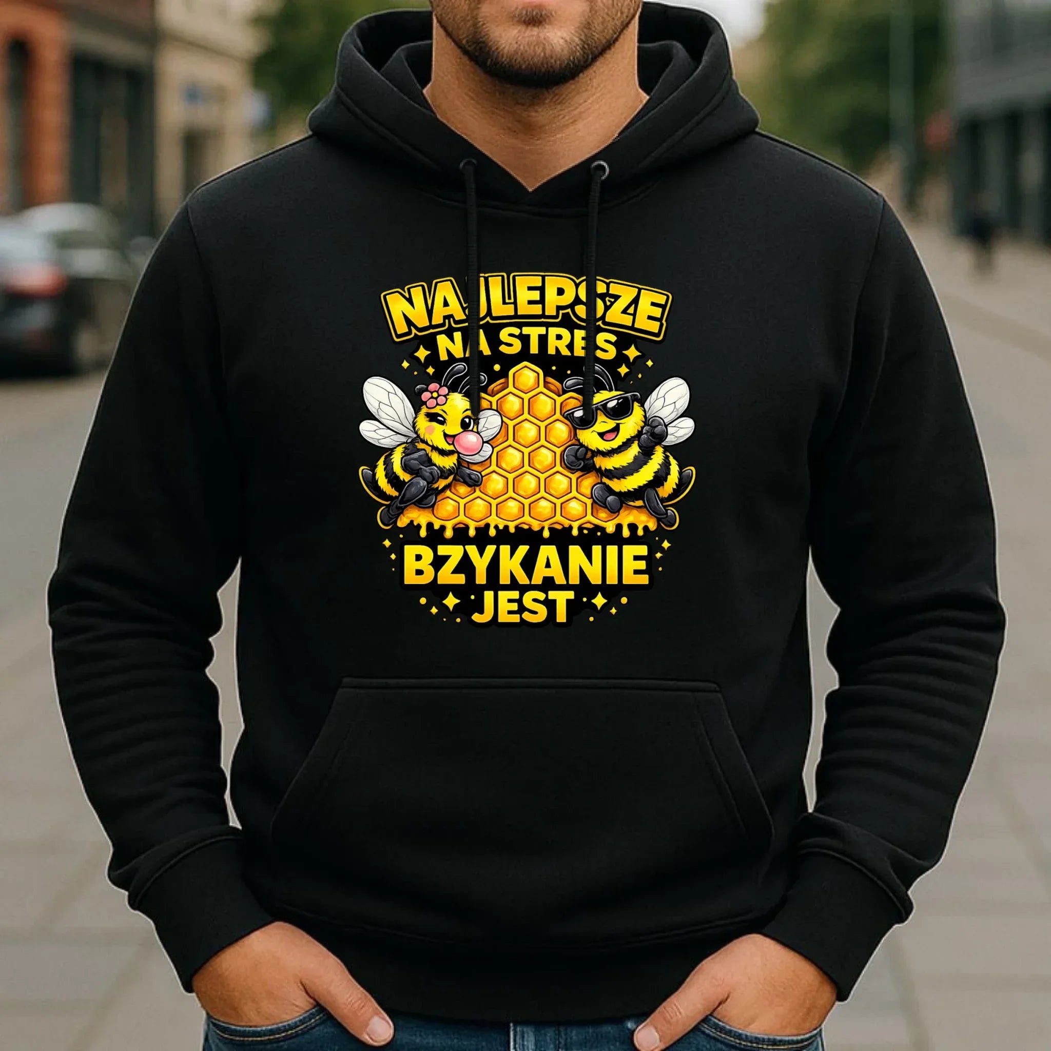 Bluza męska z kapturem - Najlepsze na stres bzykanie jest W79 - StoryCups.pl