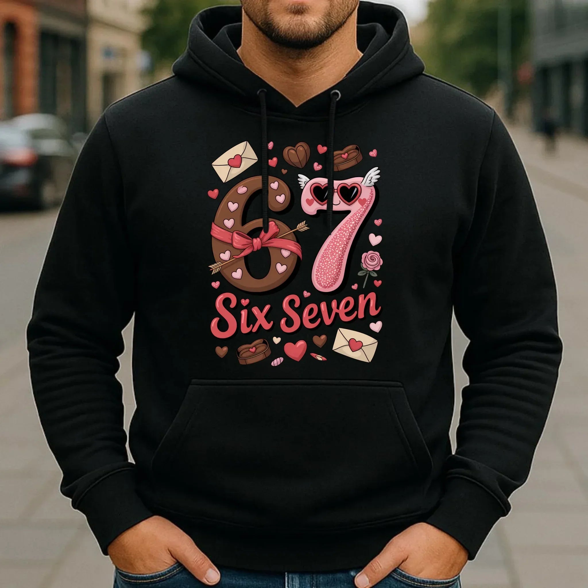 Bluza męska z kapturem - Miłość Six Seven 67 W72 - StoryCups.pl