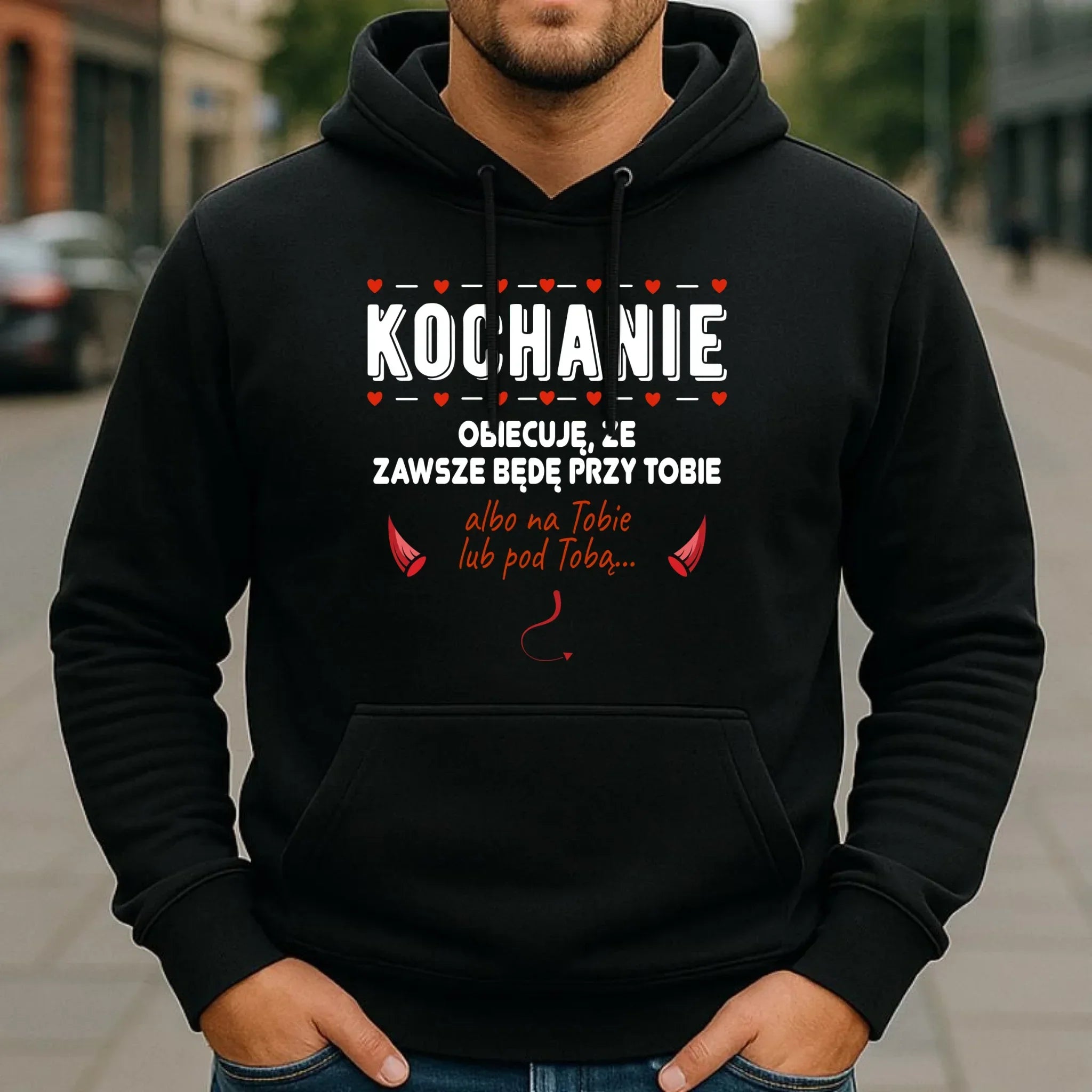 Bluza męska z kapturem - Obiecuję, że zawsze będę przy Tobie W50 - StoryCups.pl