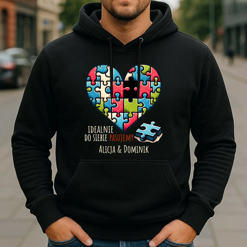 Bluza męska z kapturem - Idealnie do siebie pasujemy - personalizowana W44 - StoryCups.pl