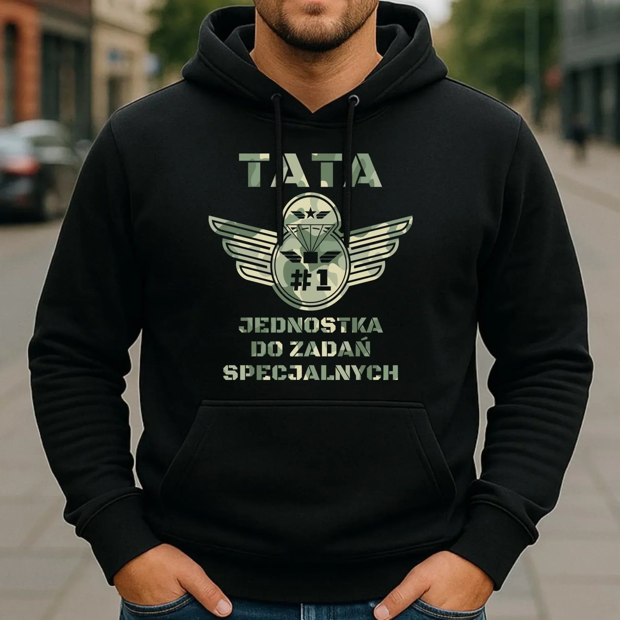 Bluza z kapturem dla taty - Tata jednostka do zadań specjalnych DT42 - StoryCups.pl