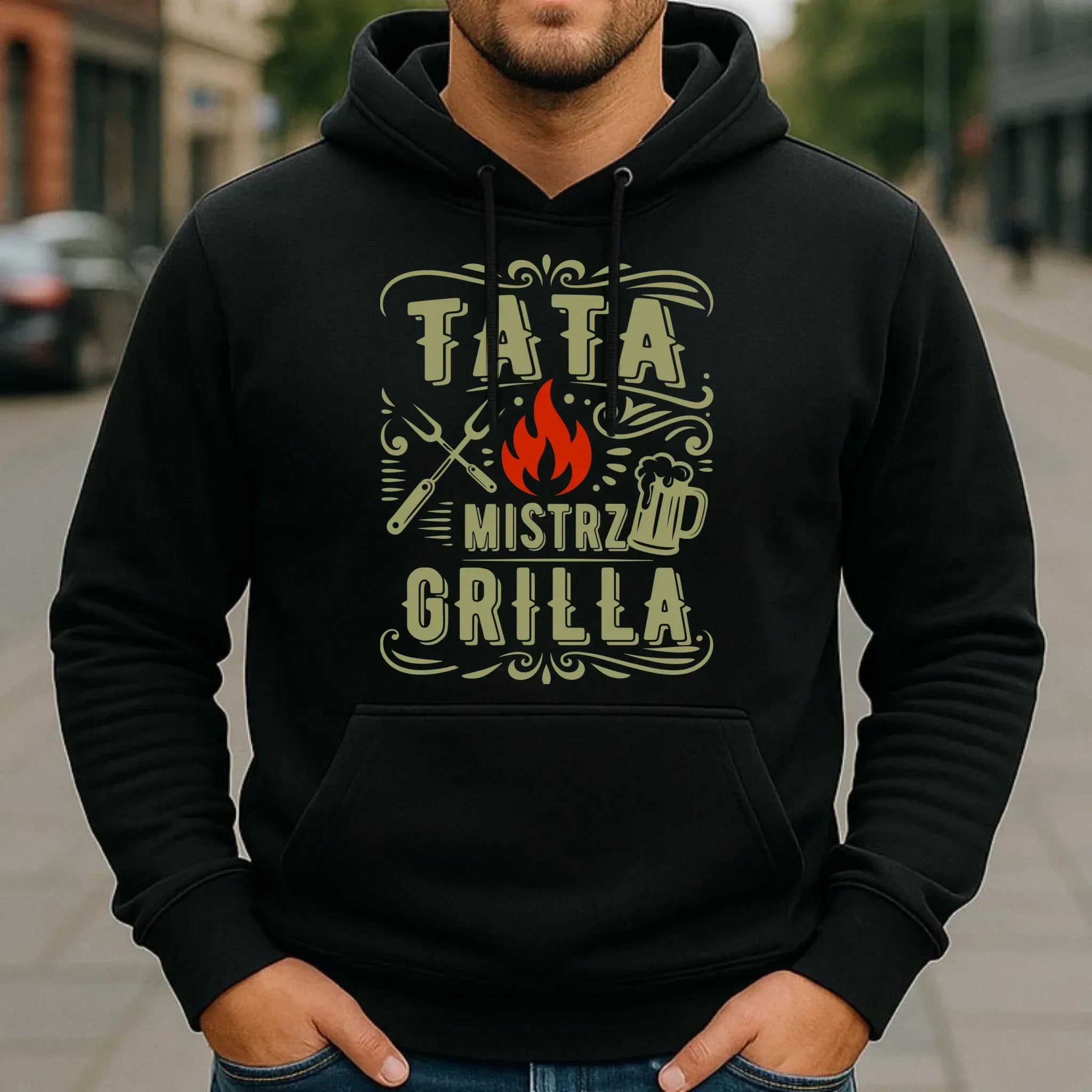Bluza z kapturem dla taty - Tata mistrz grilla DT53 - StoryCups.pl