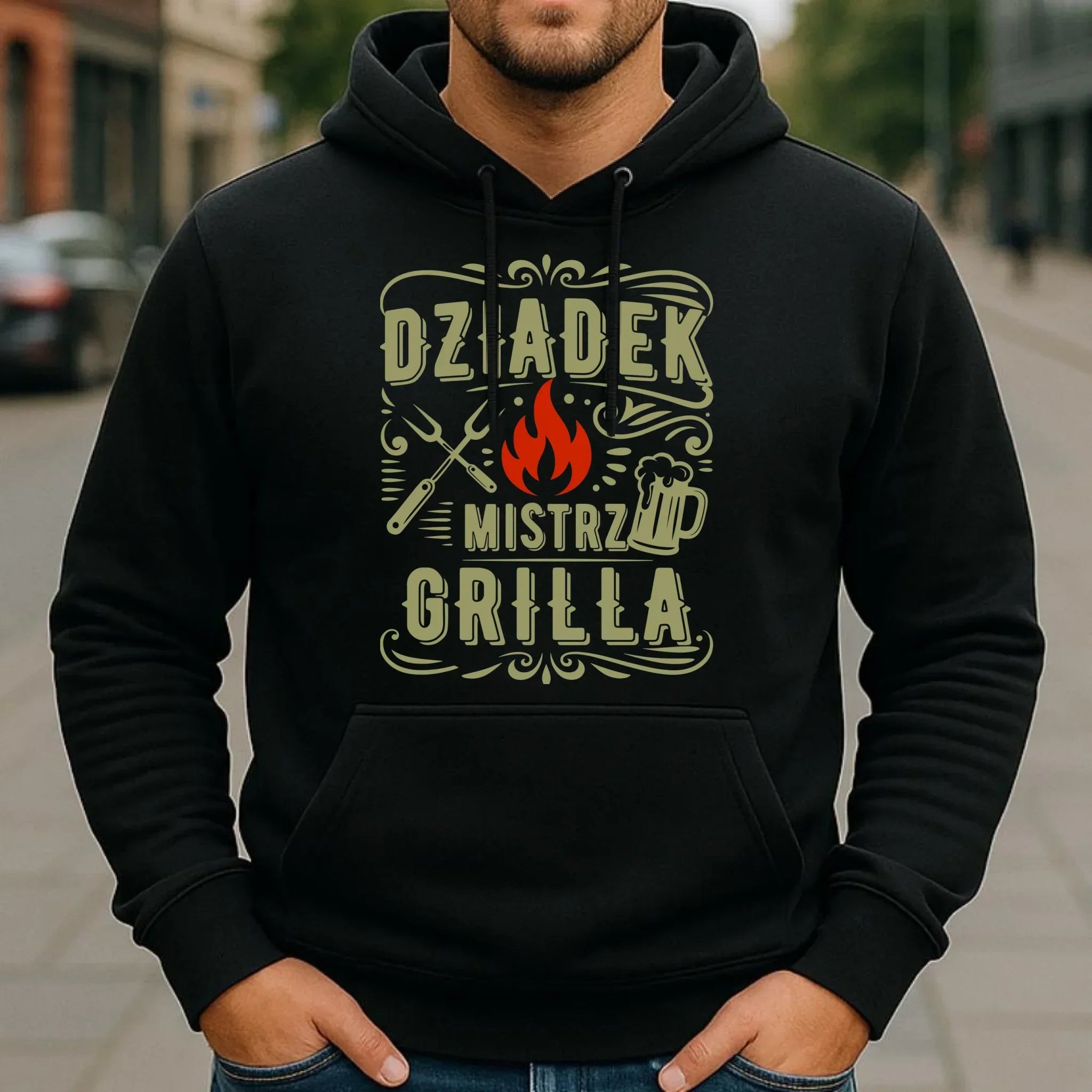 Bluza z kapturem dla dziadka - Dziadek mistrz grilla D33 - StoryCups.pl