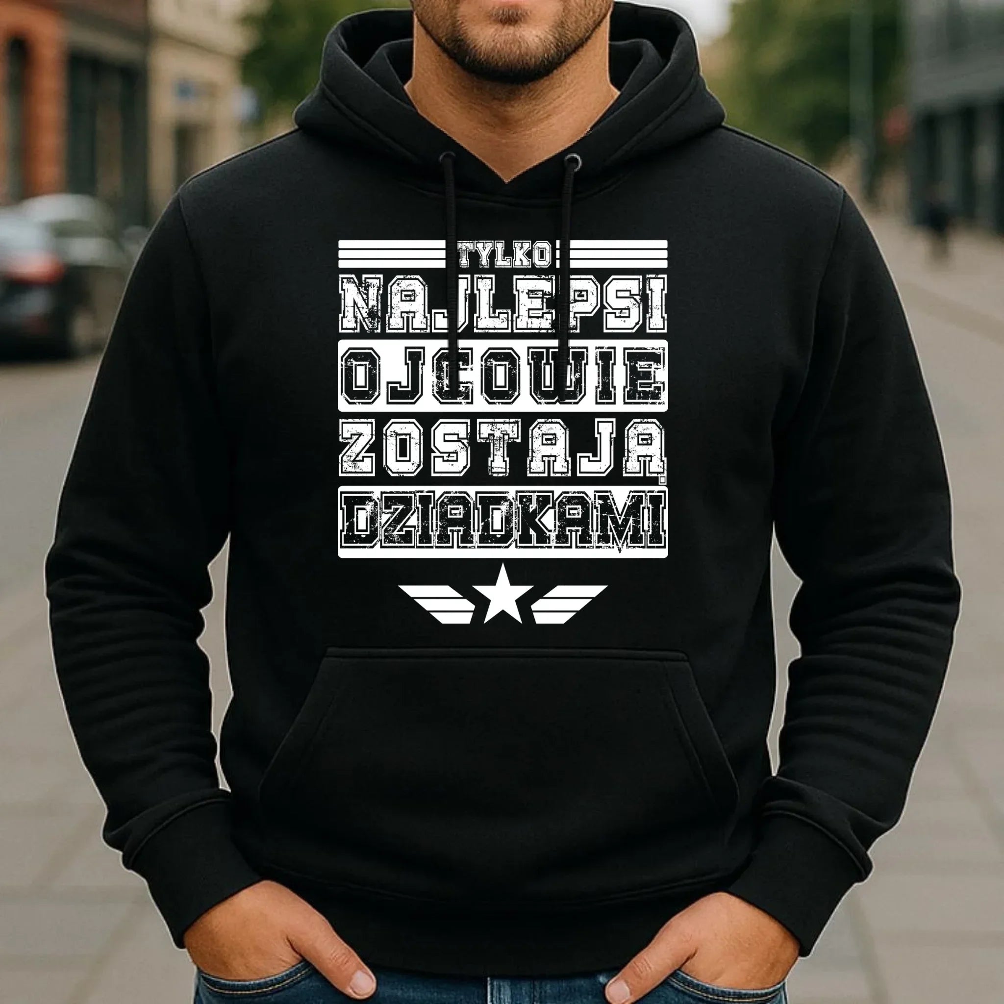 Bluza z kapturem dla dziadka - Tylko najlepsi ojcowie zostają dziadkami D25 - StoryCups.pl