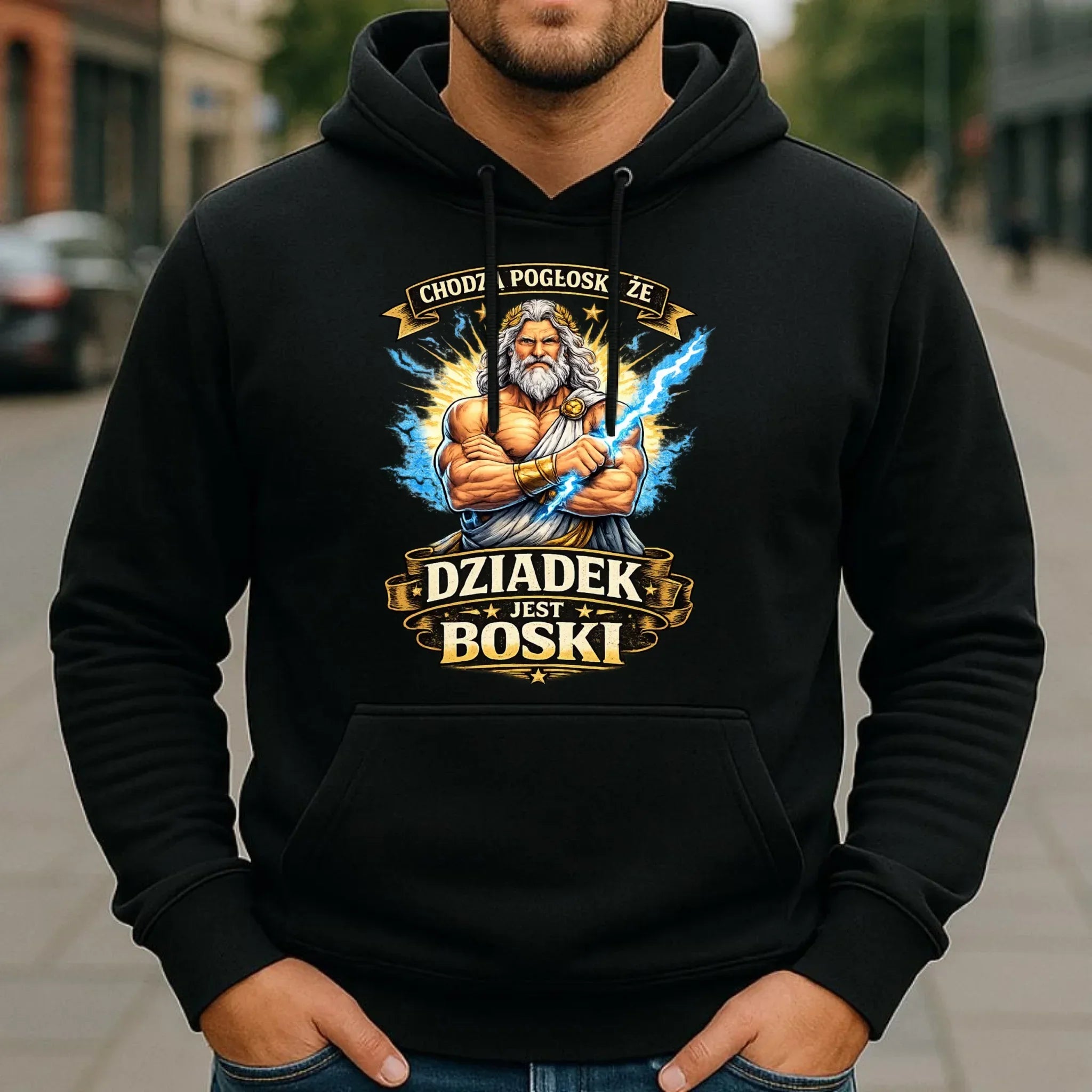 Bluza z kapturem dla dziadka - Chodzą pogłoski, że dziadek jest boski D16 - StoryCups.pl