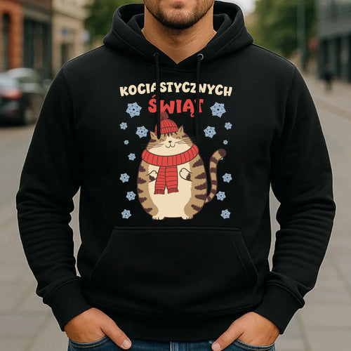 Bluza męska z kapturem świąteczna - prezent na święta - Kociastycznych świąt BN154 - StoryCups.pl