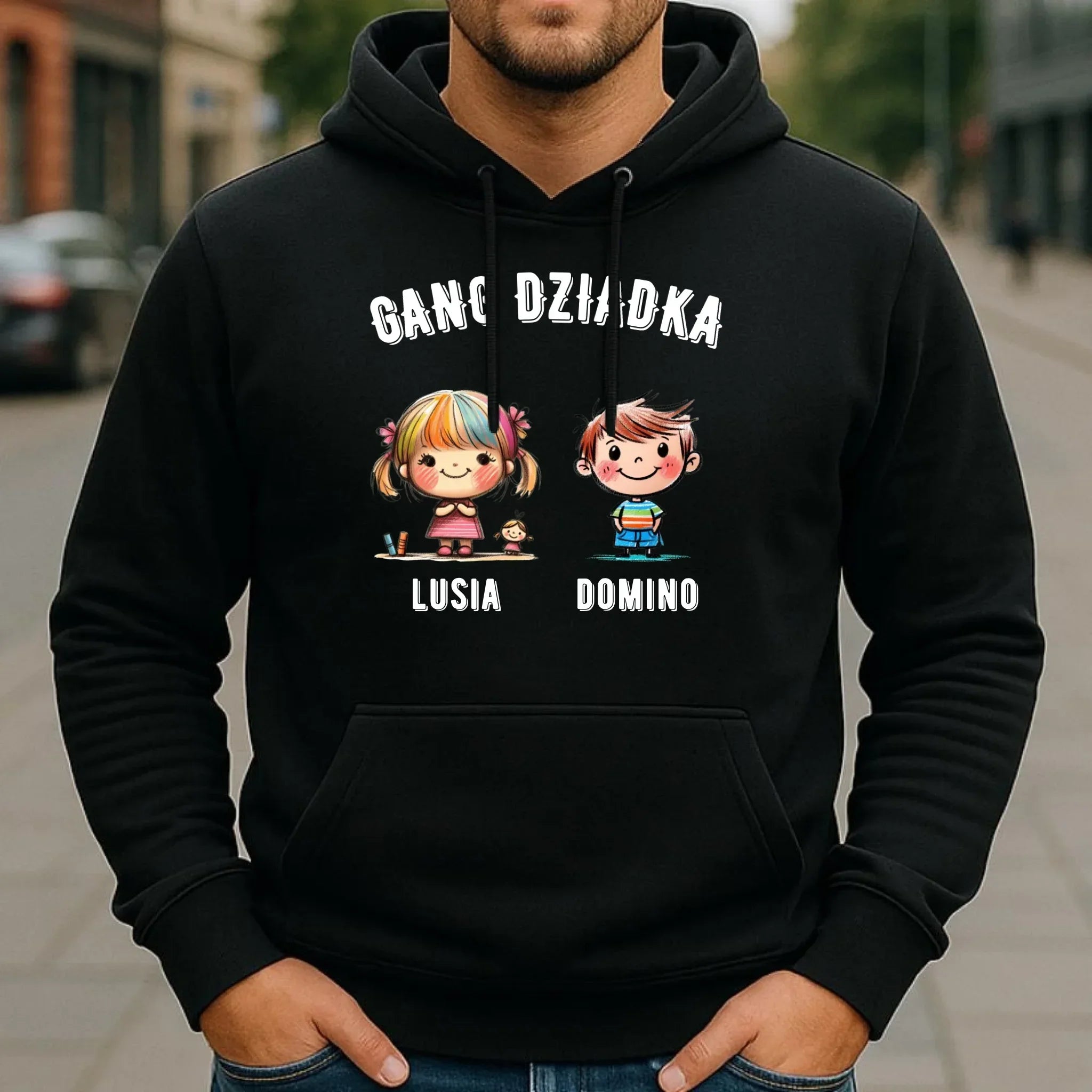 Bluza z kapturem dla dziadka - Gang Dziadka imiona wnuków 2-6 - personalizowana D18 - StoryCups.pl