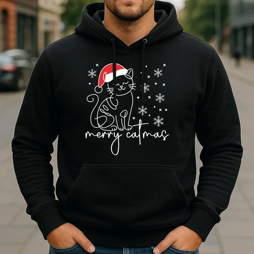 Bluza męska z kapturem świąteczna - Kot Merry catmas BN151 - StoryCups.pl