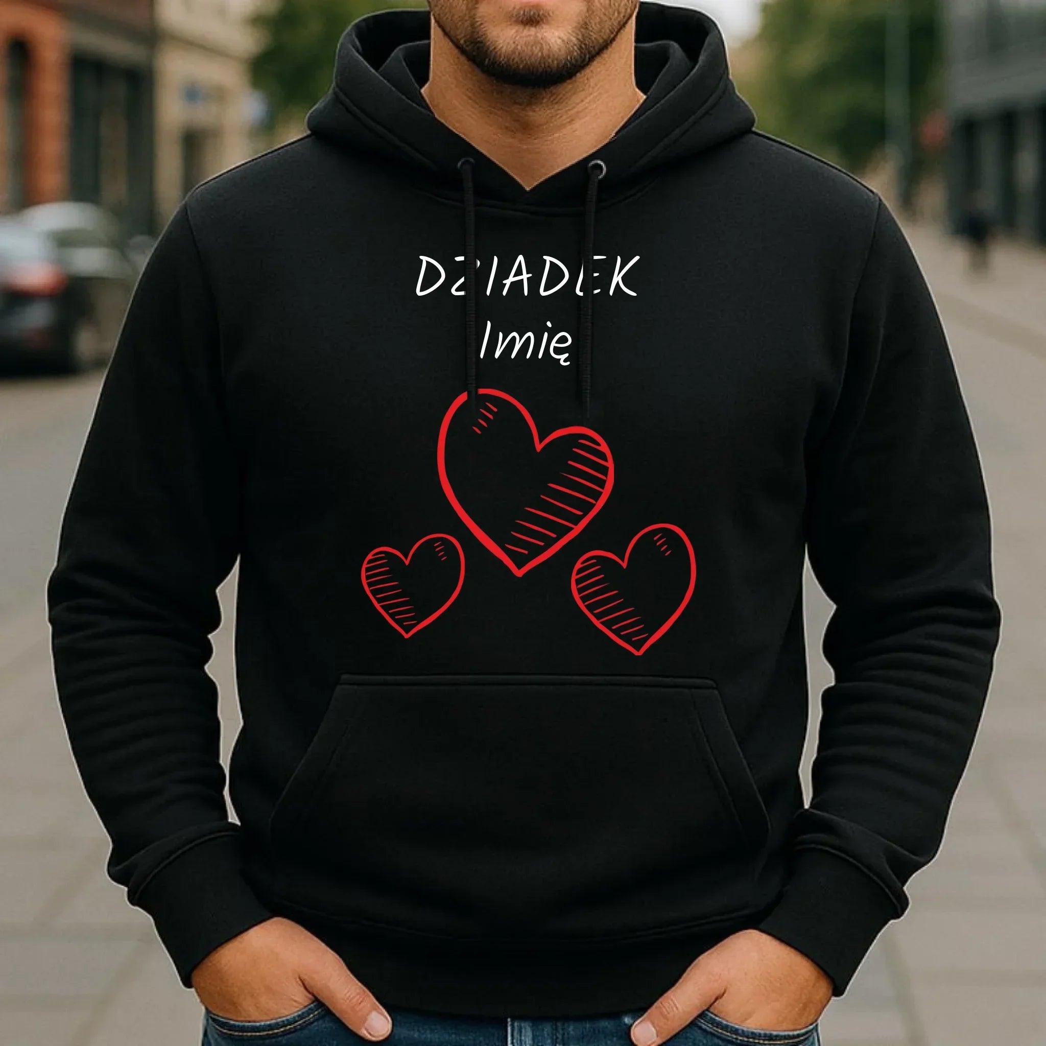 Bluza z kapturem dla dziadka - Serca - personalizowana D01 - StoryCups.pl