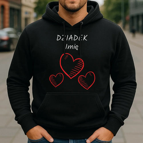 Bluza z kapturem dla dziadka - Serca - personalizowana D01 - StoryCups.pl