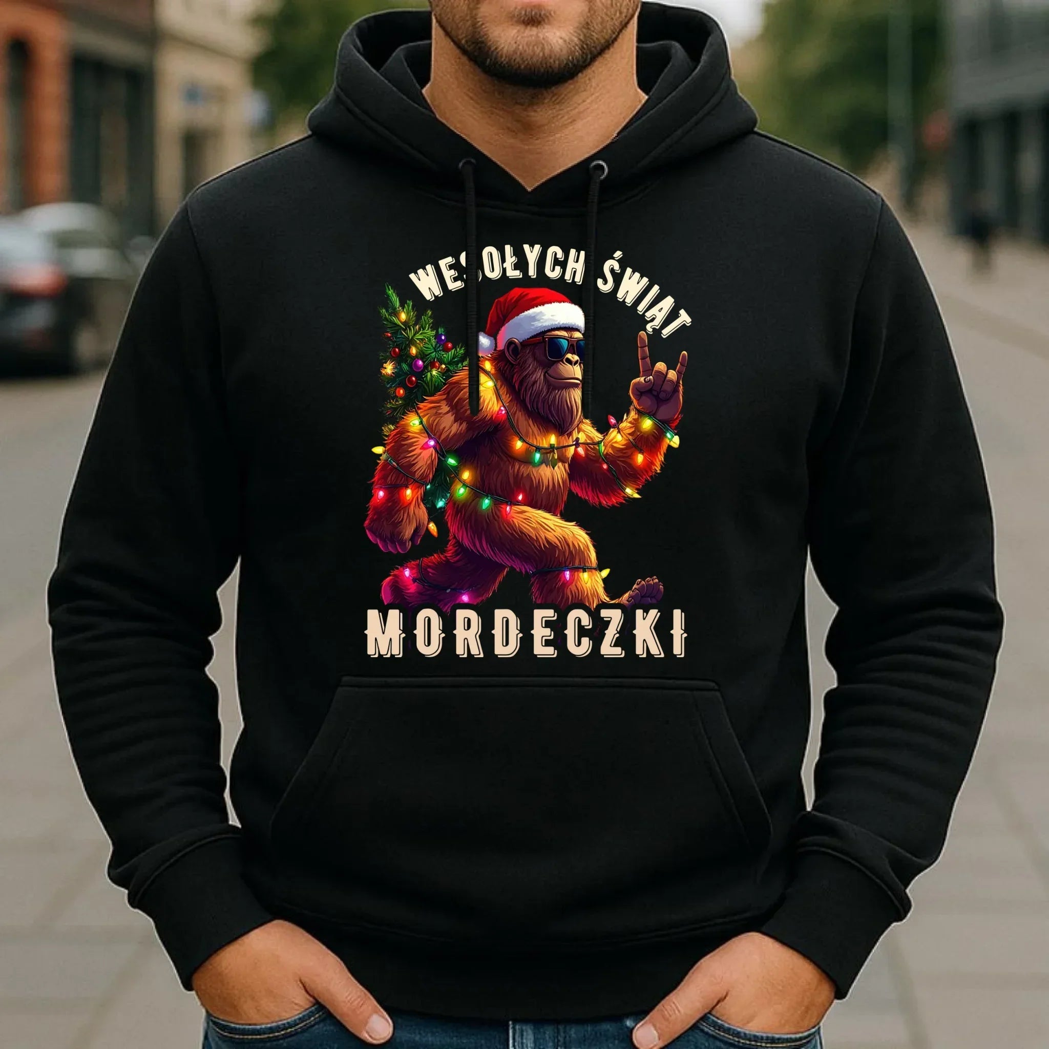 Bluza męska z kapturem świąteczna - prezent na święta - Yeti Wesołych Świąt mordeczki BN152 - StoryCups.pl