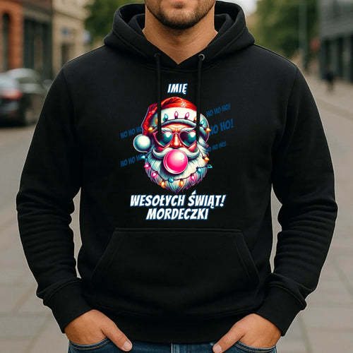 Bluza męska z kapturem świąteczna - Mikołaj Wesołych Świąt Mordeczki - personalizowana BN17 - StoryCups.pl