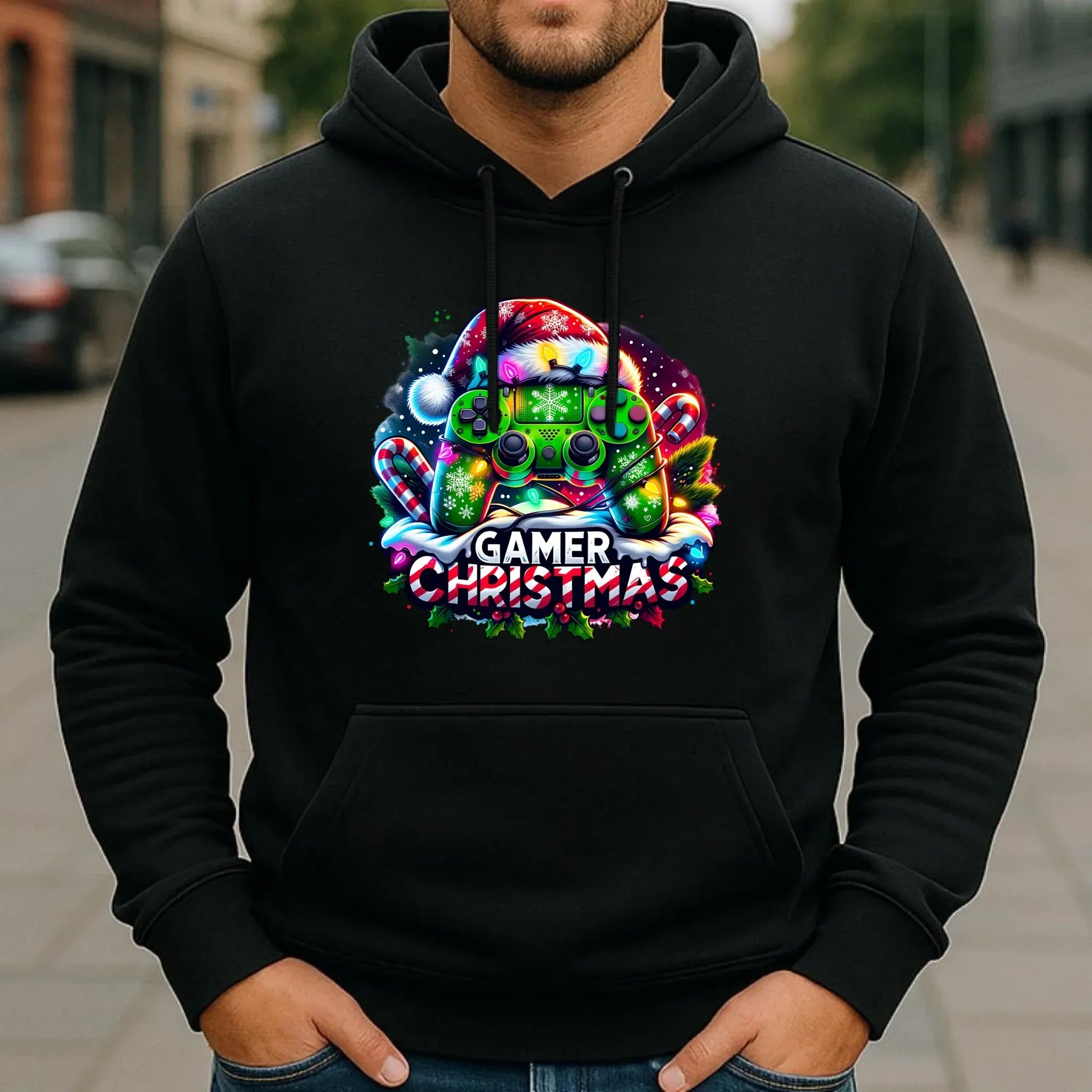 Bluza męska z kapturem świąteczna - prezent dla gracza - Christmas gamer BN22 - StoryCups.pl