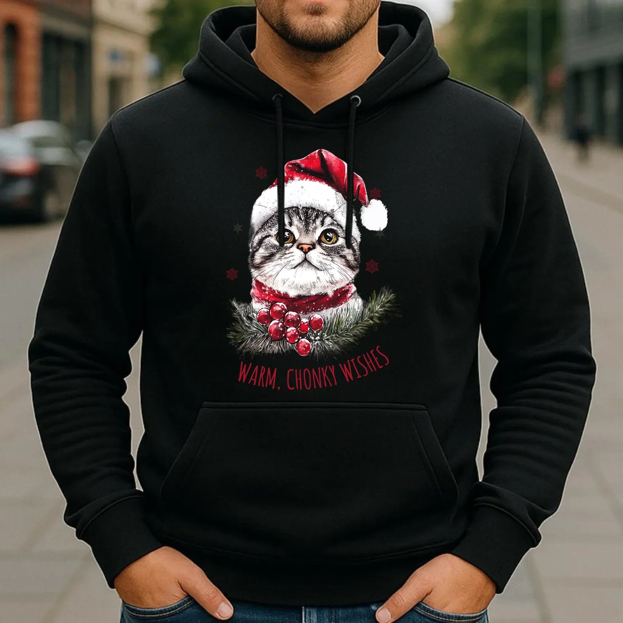 Bluza męska z kapturem świąteczna - Warm, Chonky Wishes BN36 - StoryCups.pl