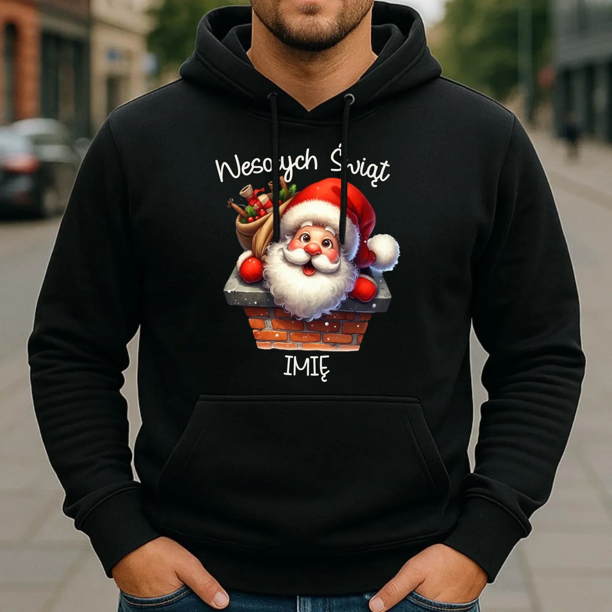 Bluza męska z kapturem świąteczna - prezent na Mikołajki Mikołaj - personalizowana BN08 - StoryCups.pl