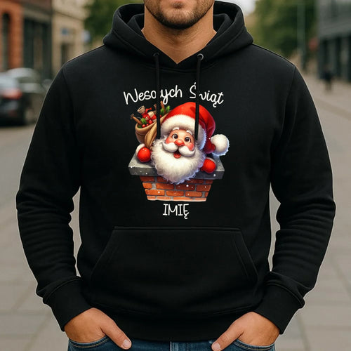 Bluza męska z kapturem świąteczna - prezent na Mikołajki Mikołaj - personalizowana BN08 - StoryCups.pl