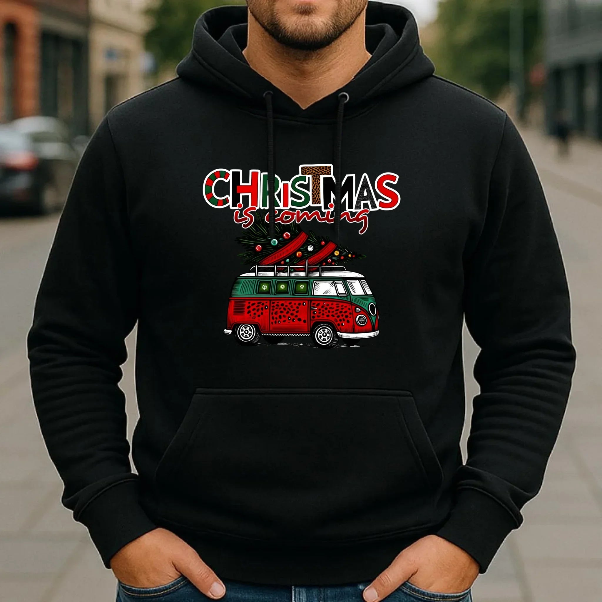 Bluza męska z kapturem świąteczna - Kamper Christmas is coming BN42 - StoryCups.pl
