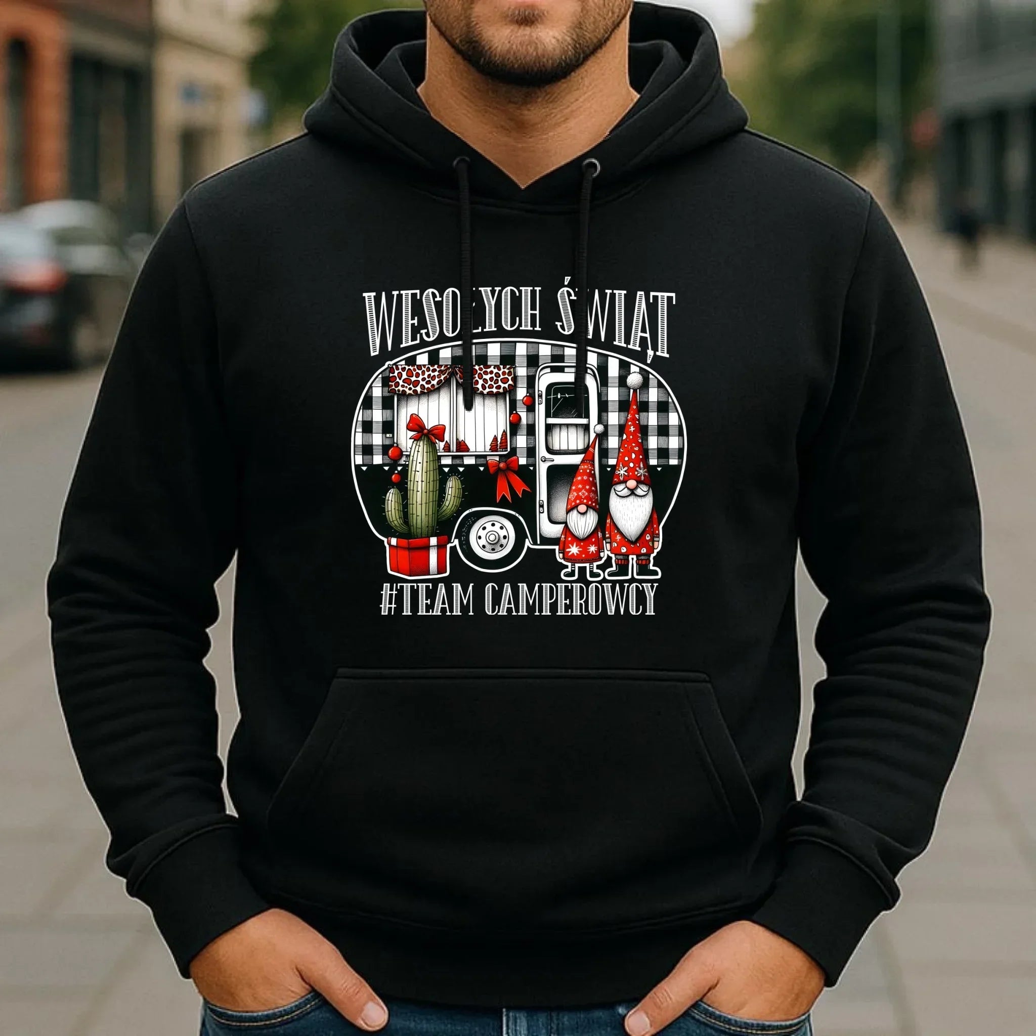 Bluza męska z kapturem świąteczna - Wesołych Świąt Team Camperowcy BN44 - StoryCups.pl