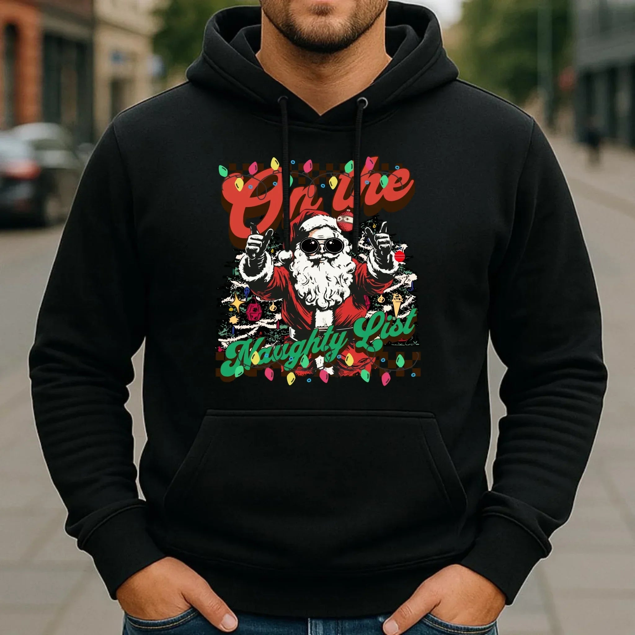 Bluza męska z kapturem świąteczna - On the Naughty List BN50 - StoryCups.pl
