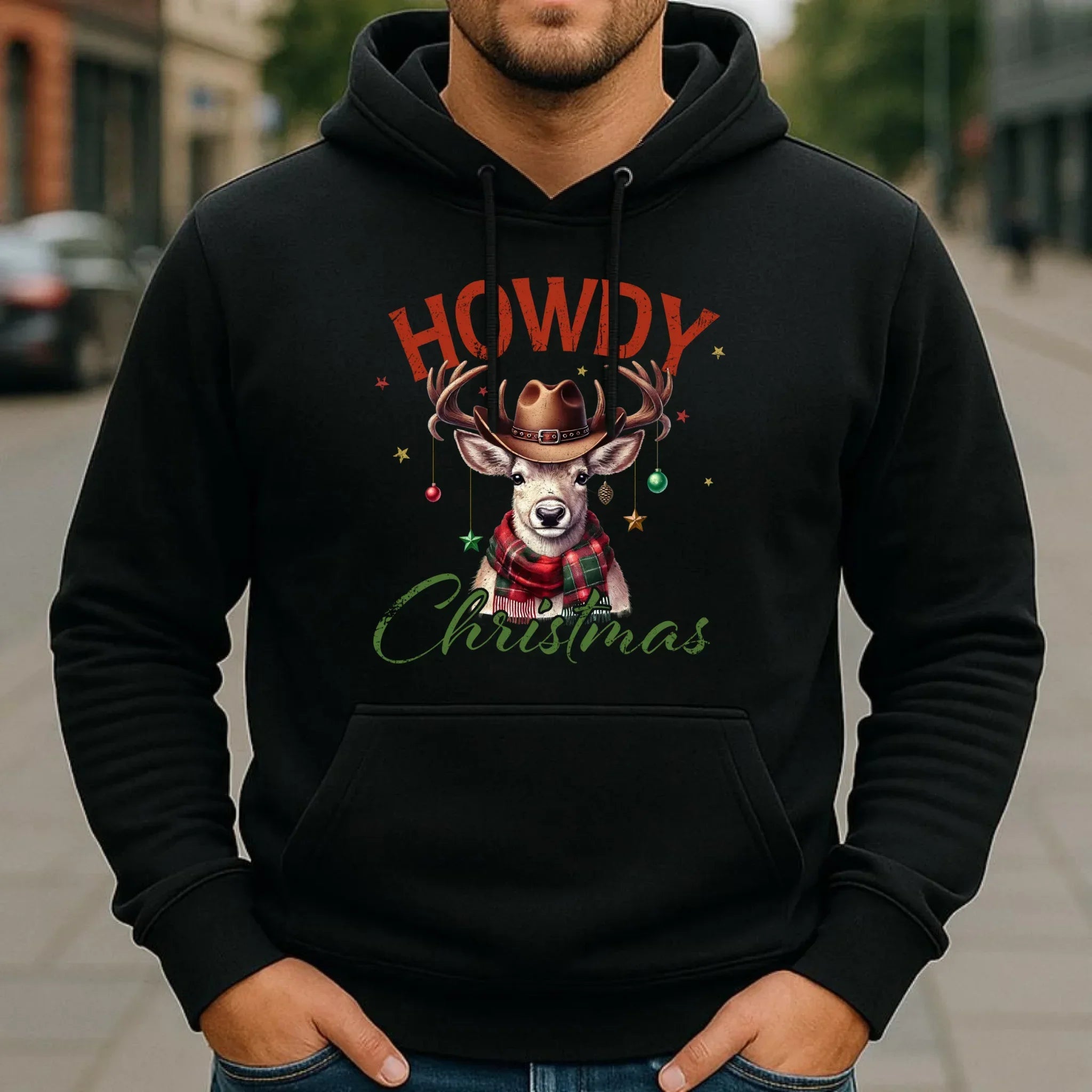 Bluza męska z kapturem świąteczna - Howdy Christmas BN54 - StoryCups.pl